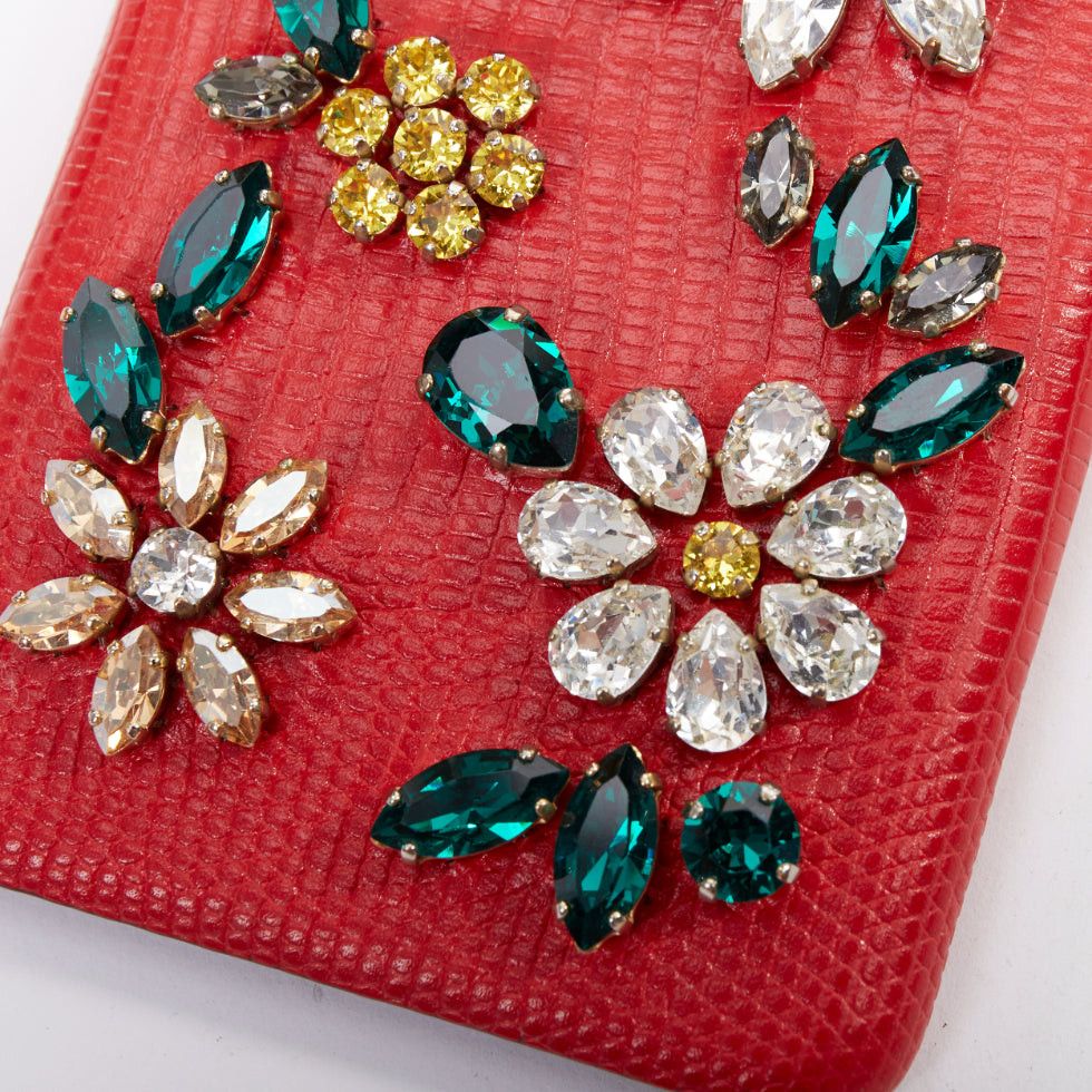 Dolce & Gabbana DOLCE GABBANA Iphone 6 red leather green yellow floral crystal cover case Size ONE SIZE - 4 Thumbnail