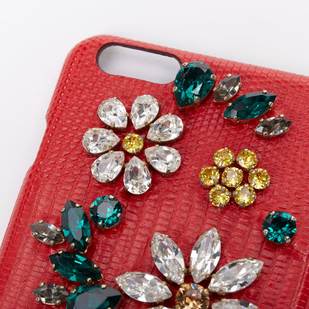 Dolce & Gabbana DOLCE GABBANA Iphone 6 red leather green yellow floral crystal cover case Size ONE SIZE - 3 Thumbnail