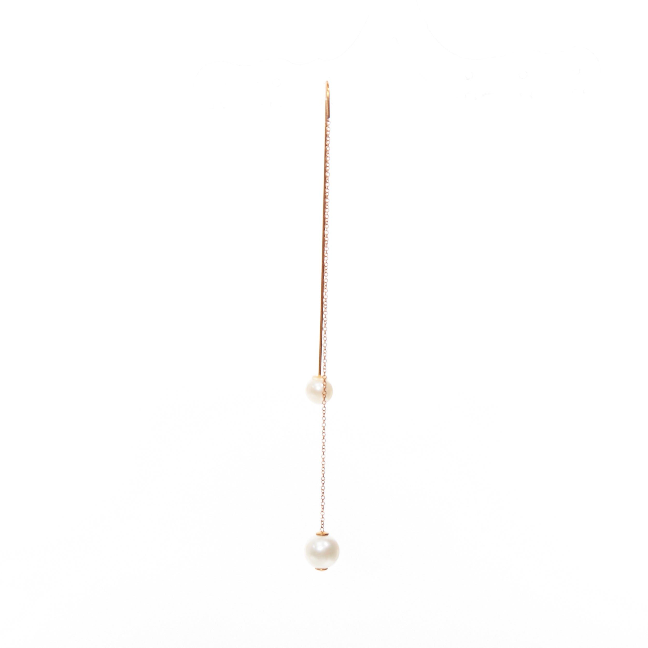 Other DELFINA DELETTREZ 18k yellow gold loop through pin drop cultured pearl chain earring Single Size ONE SIZE - 2 Thumbnail