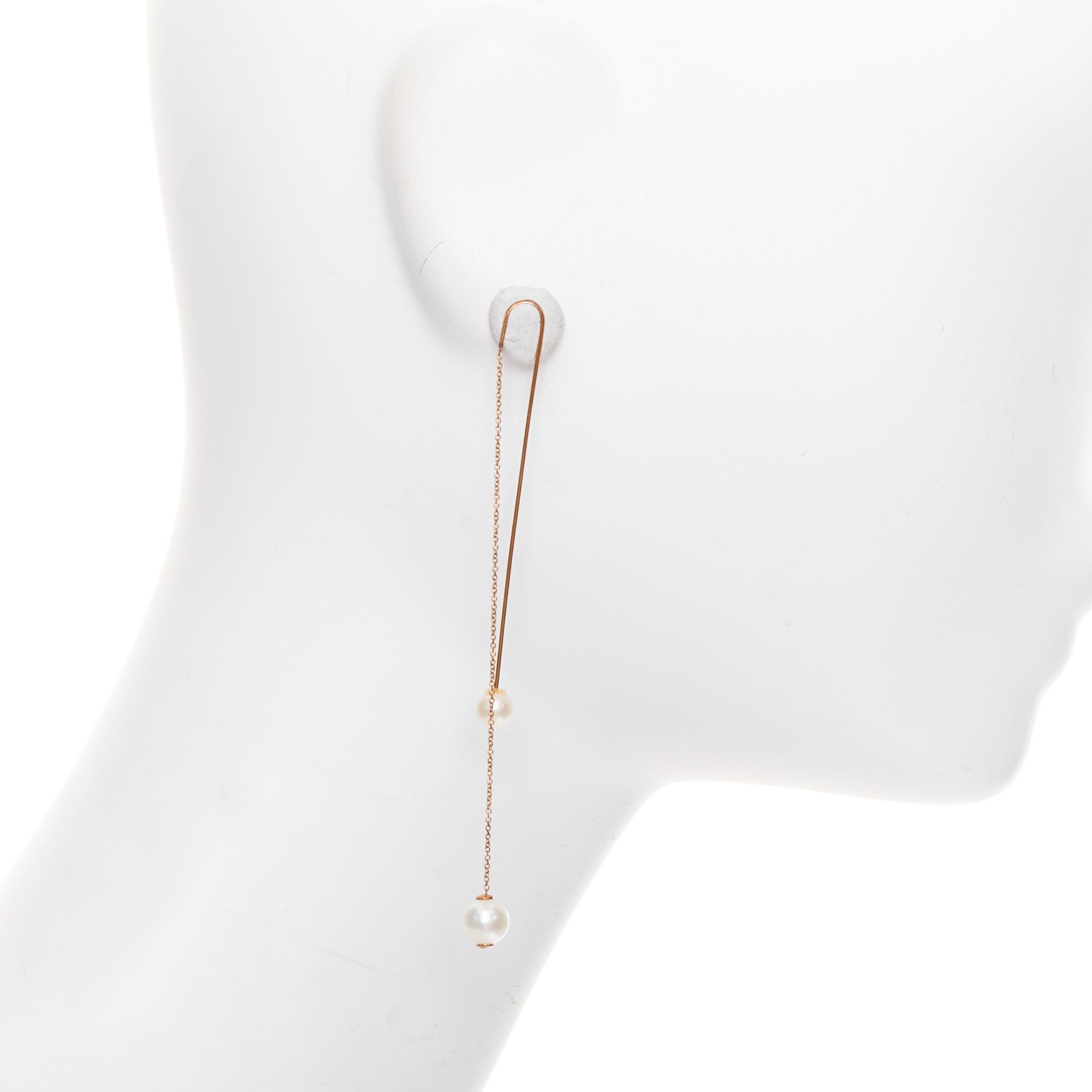 Other DELFINA DELETTREZ 18k yellow gold loop through pin drop cultured pearl chain earring Single Size ONE SIZE - 4 Thumbnail