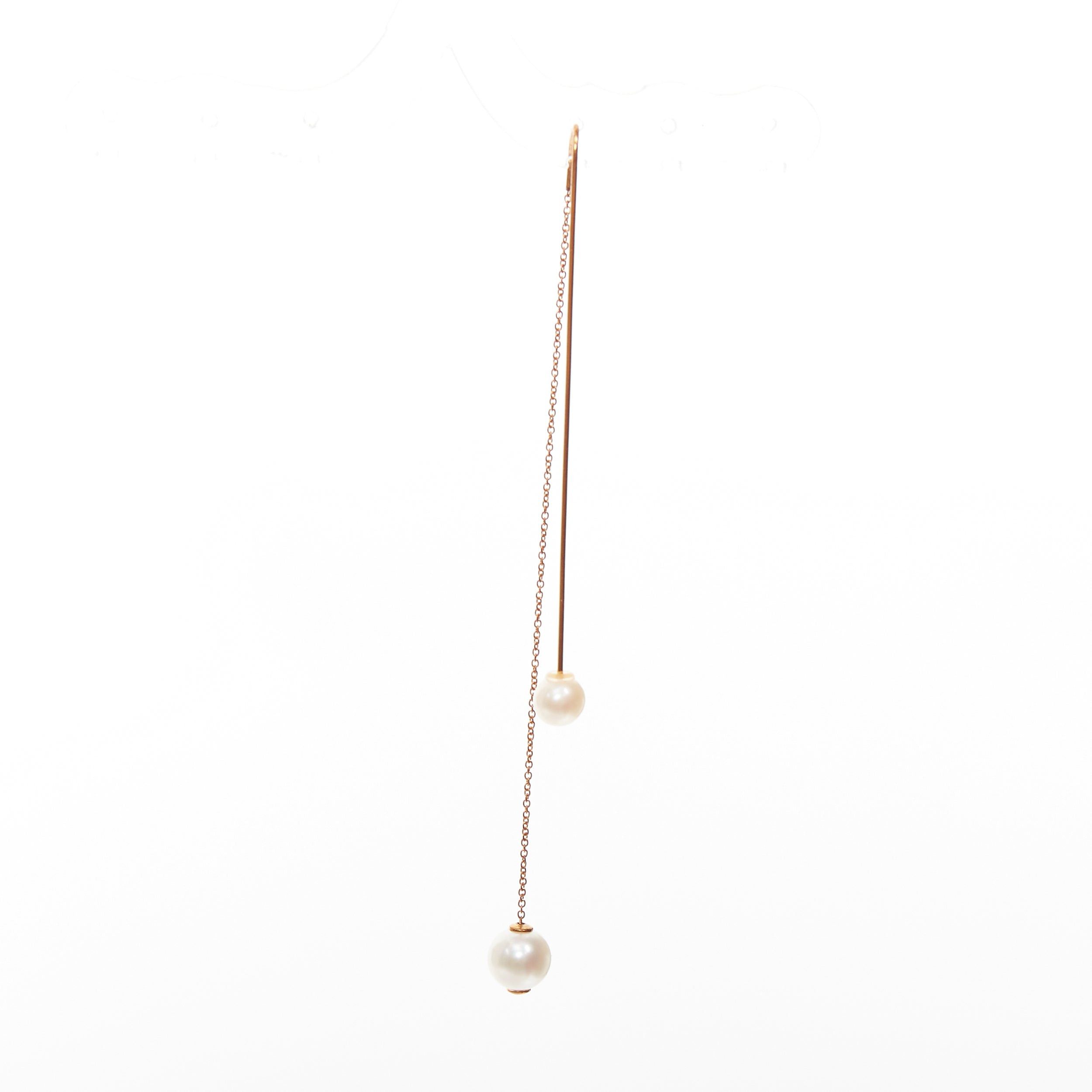 Other DELFINA DELETTREZ 18k yellow gold loop through pin drop cultured pearl chain earring Single Size ONE SIZE - 3 Thumbnail