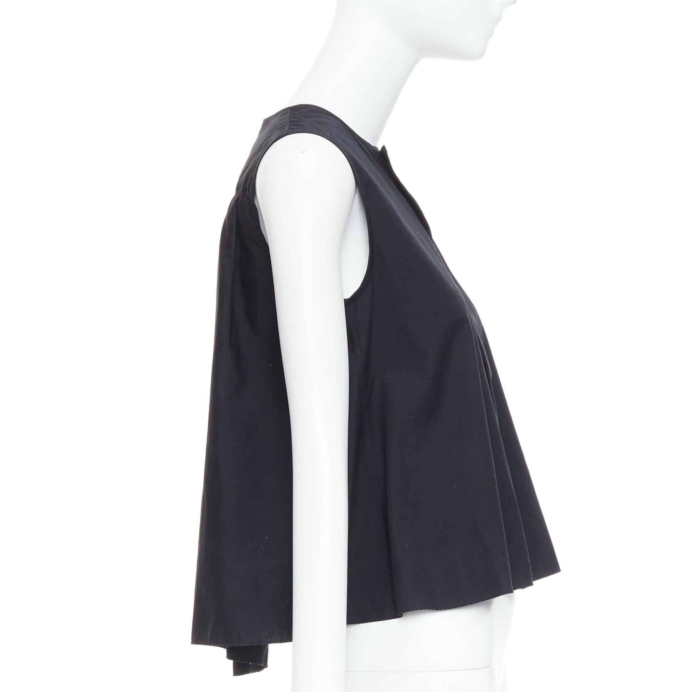 Noir Kei Ninomiya NOIR KEI NINOMIYA 2016 black cotton concealed button front tank flared top S Size S / US 4 / IT 40 - 4 Thumbnail