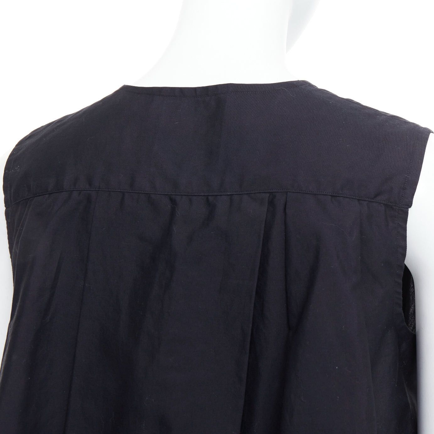 Noir Kei Ninomiya NOIR KEI NINOMIYA 2016 black cotton concealed button front tank flared top S Size S / US 4 / IT 40 - 7 Thumbnail