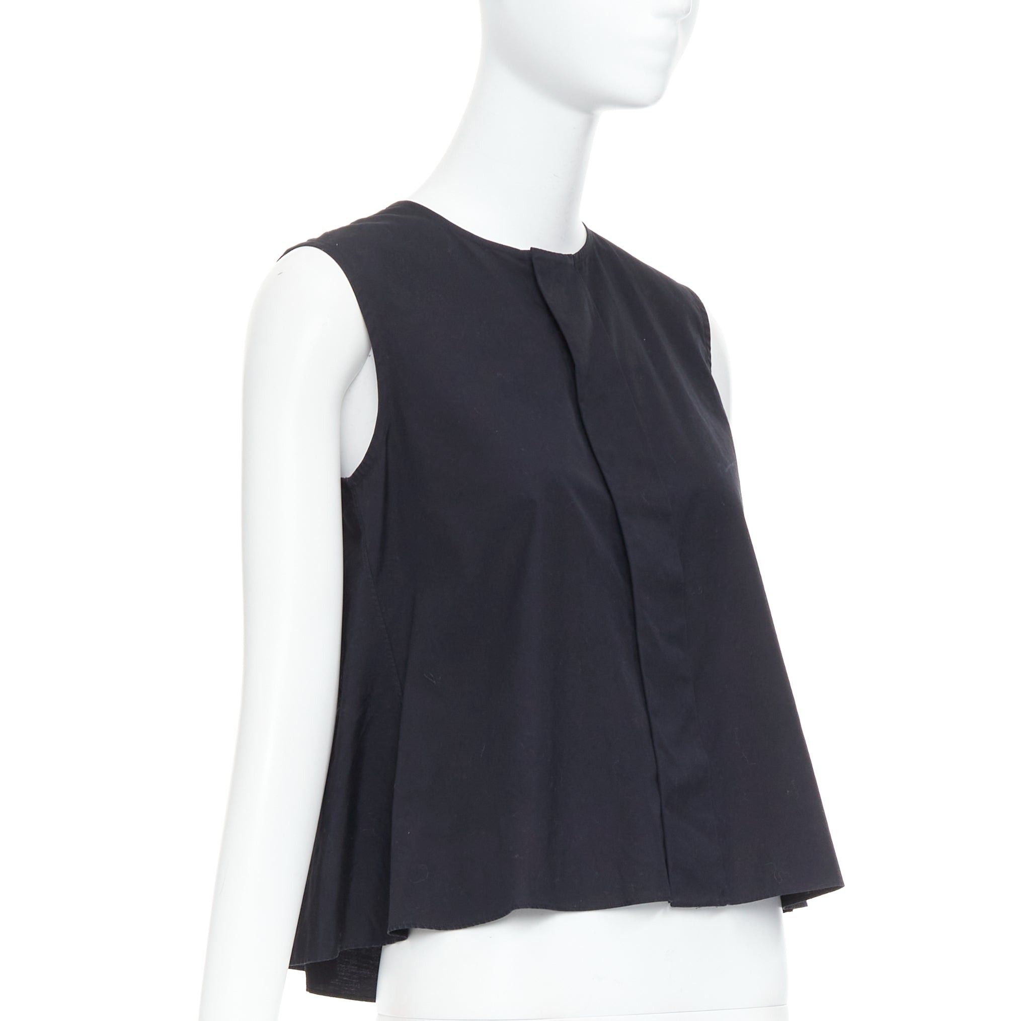 Noir Kei Ninomiya NOIR KEI NINOMIYA 2016 black cotton concealed button front tank flared top S Size S / US 4 / IT 40 - 3 Thumbnail