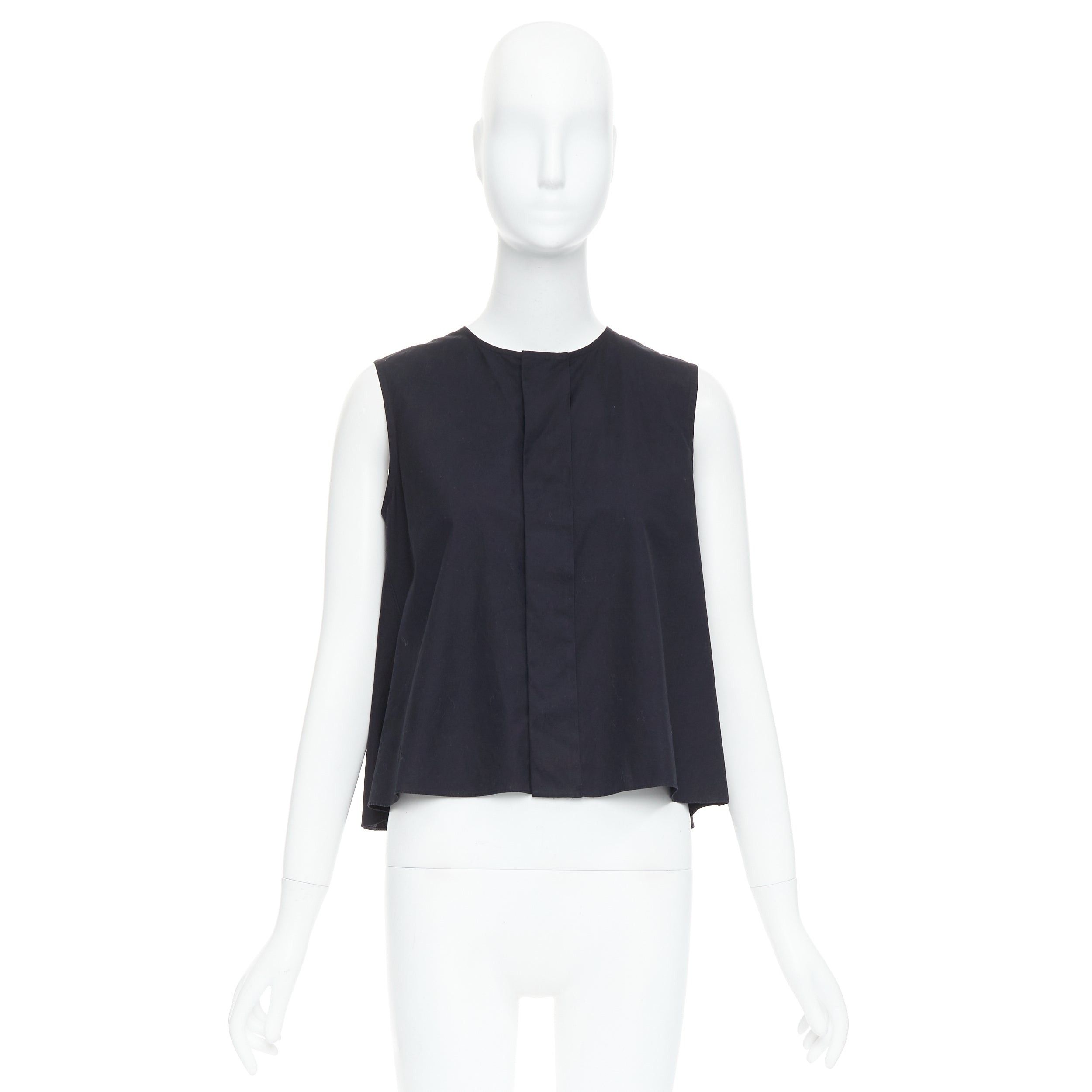 Noir Kei Ninomiya NOIR KEI NINOMIYA 2016 black cotton concealed button front tank flared top S Size S / US 4 / IT 40 - 9 Thumbnail