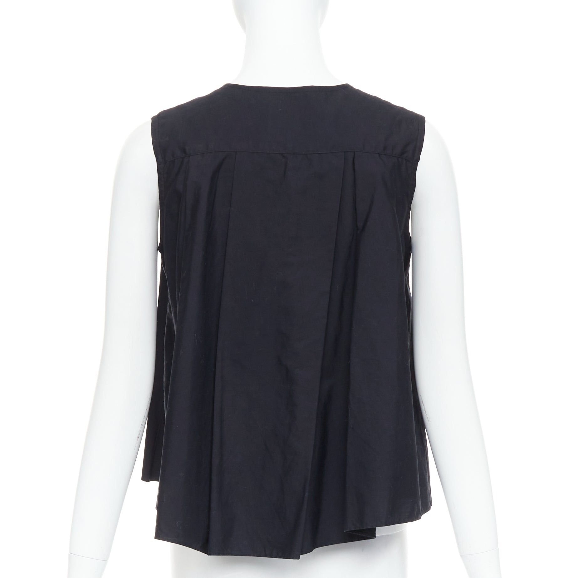 Noir Kei Ninomiya NOIR KEI NINOMIYA 2016 black cotton concealed button front tank flared top S Size S / US 4 / IT 40 - 5 Thumbnail