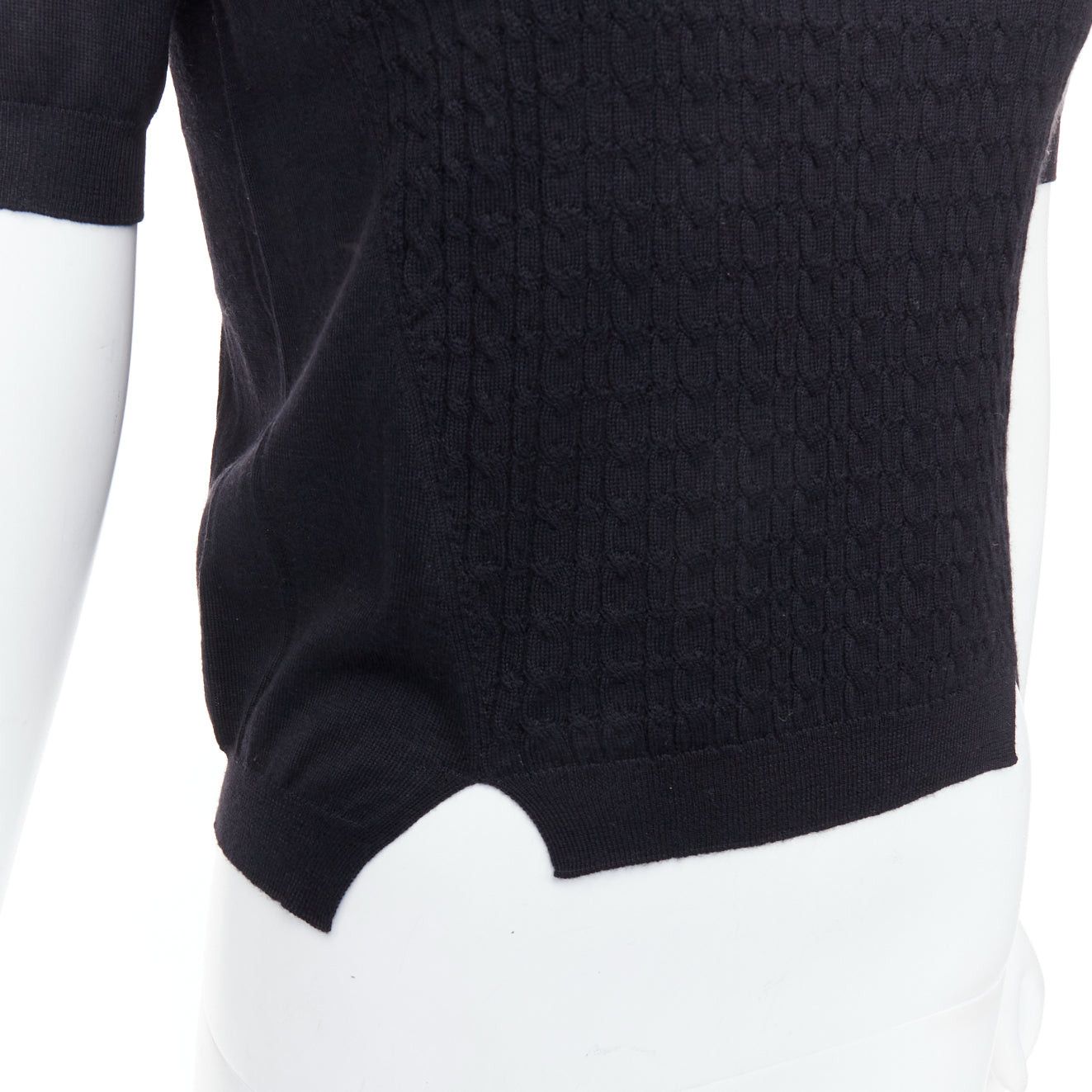 Miu Miu MIU MIU black cable knit side slits short sleeve sweater top IT38 XS Size S / US 4 / IT 40 - 7 Thumbnail