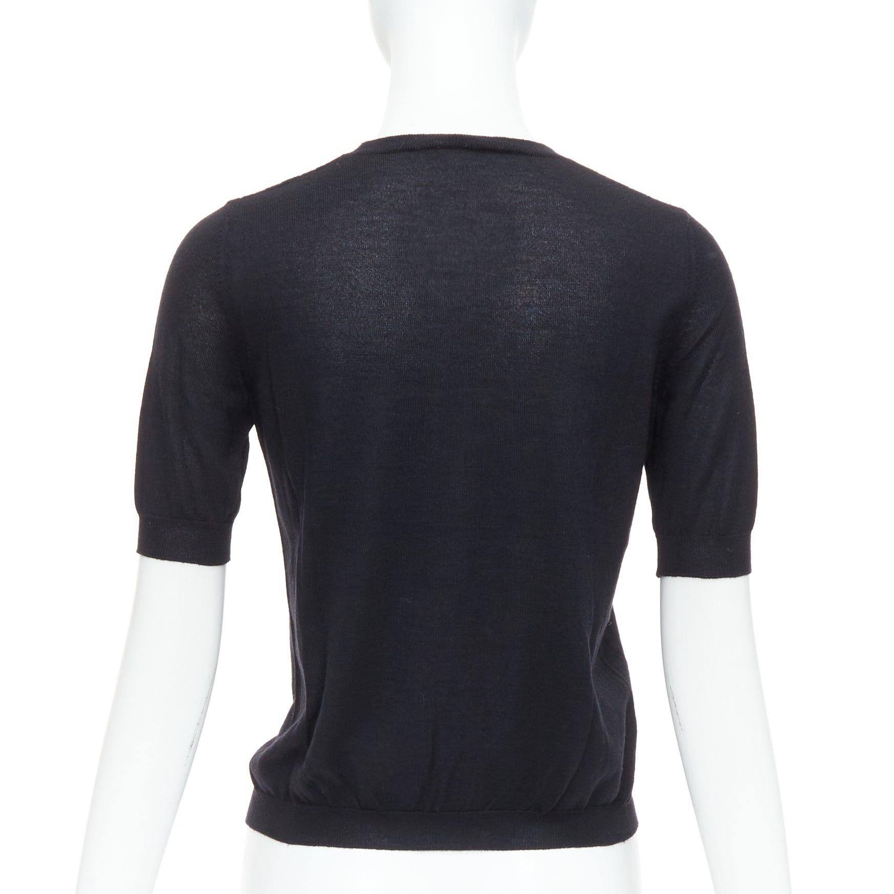 Miu Miu MIU MIU black cable knit side slits short sleeve sweater top IT38 XS Size S / US 4 / IT 40 - 5 Thumbnail