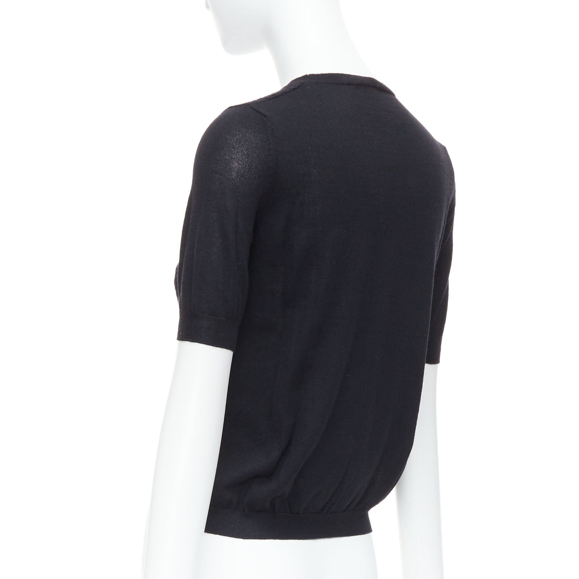Miu Miu MIU MIU black cable knit side slits short sleeve sweater top IT38 XS Size S / US 4 / IT 40 - 6 Thumbnail