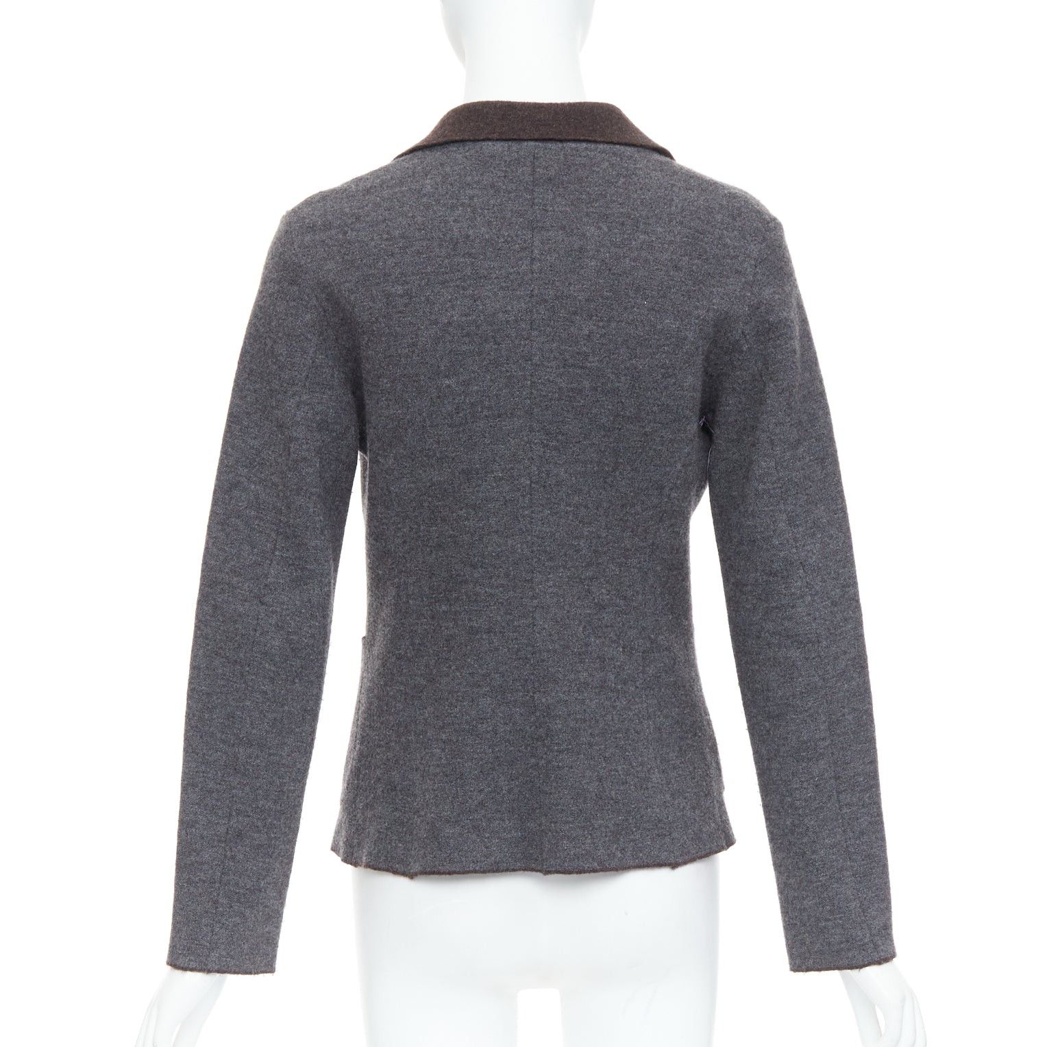 45rpm 45R grey brown double faced wool pocketed cropped blazer US2 S Size M / US 6-8 / IT 42-44 - 6 Thumbnail