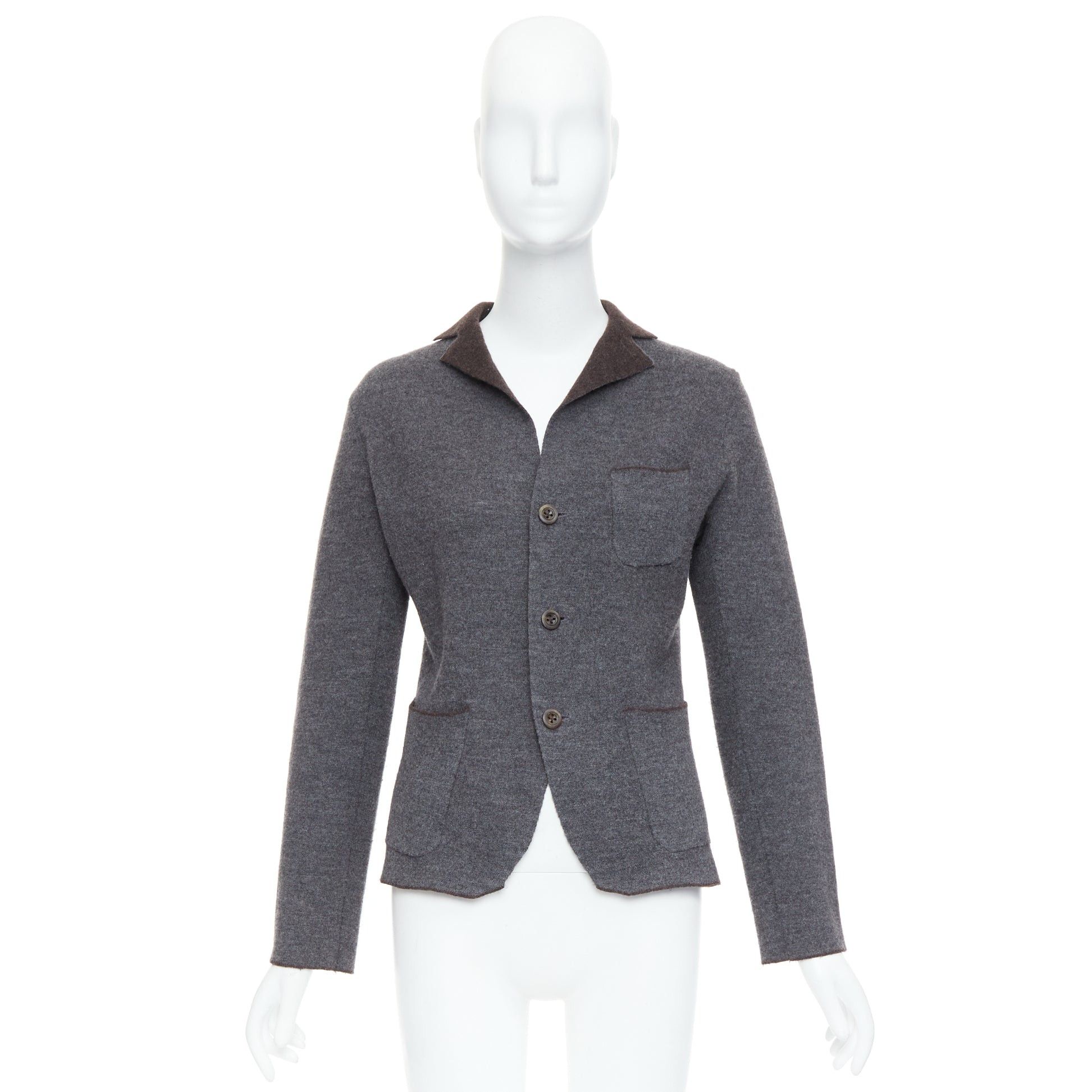45rpm 45R grey brown double faced wool pocketed cropped blazer US2 S Size M / US 6-8 / IT 42-44 - 10 Thumbnail
