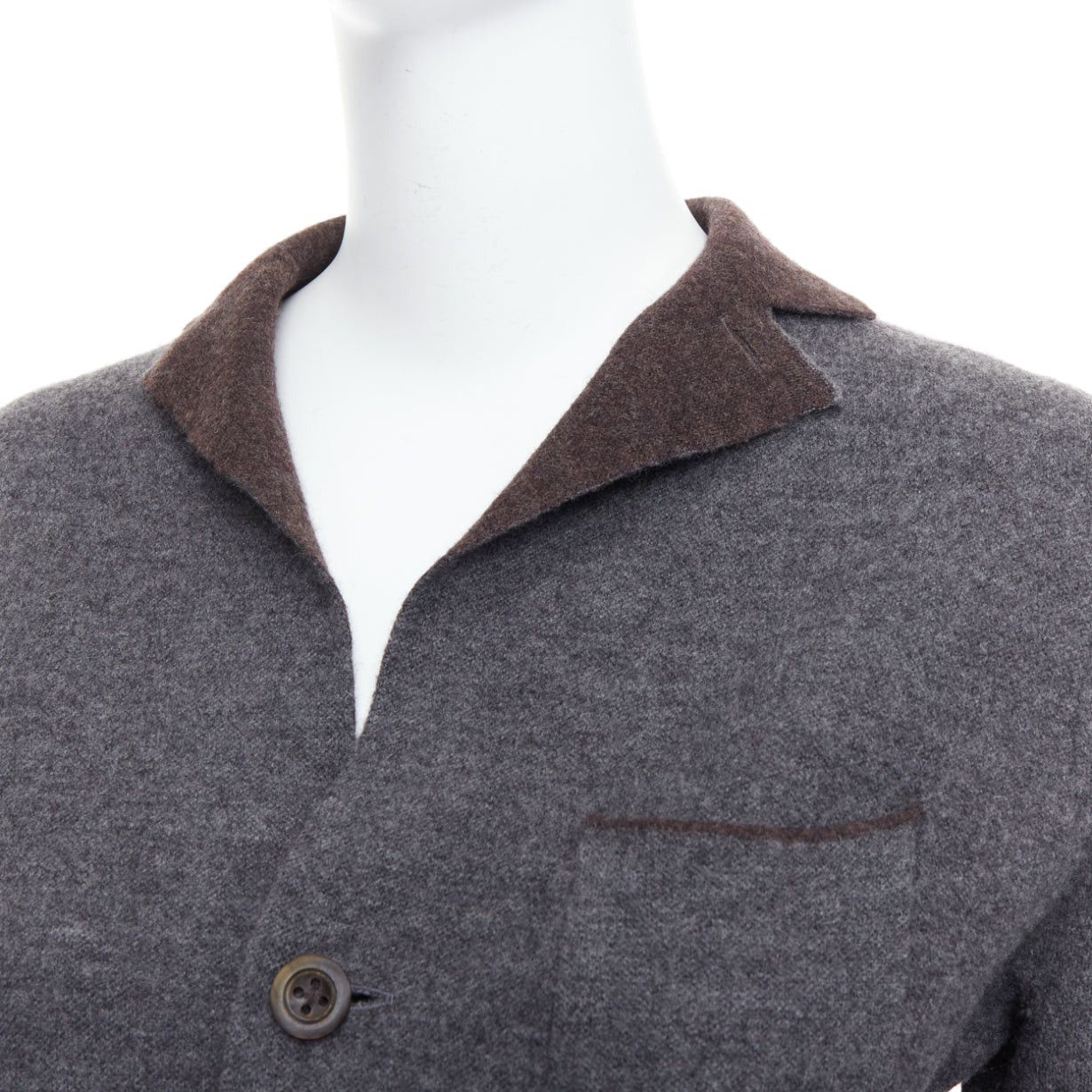 45rpm 45R grey brown double faced wool pocketed cropped blazer US2 S Size M / US 6-8 / IT 42-44 - 2 Thumbnail