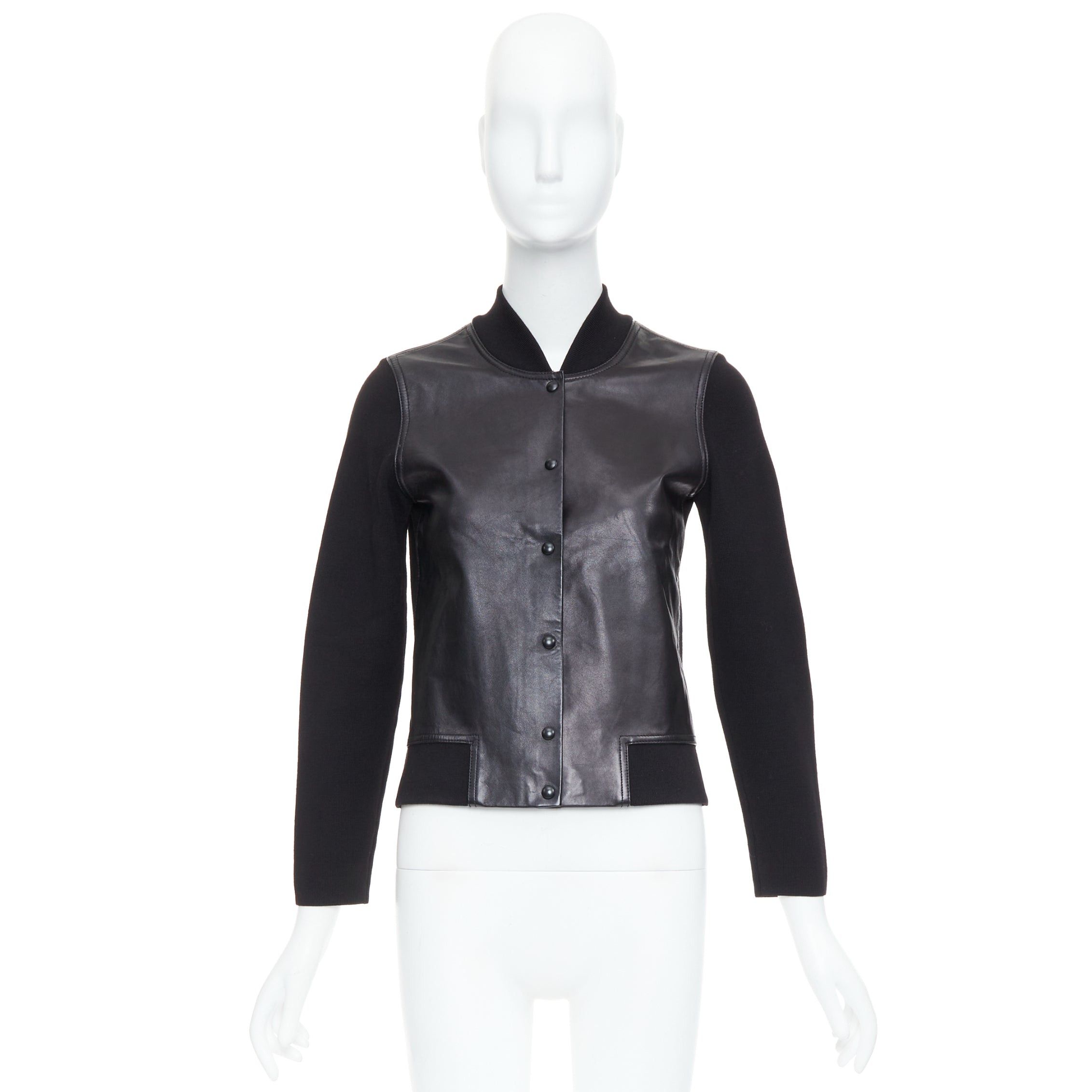 Alexander Wang ALEXANDER WANG black merino wool blend leather front bomber jacket M Size M / US 6-8 / IT 42-44 - 10 Thumbnail