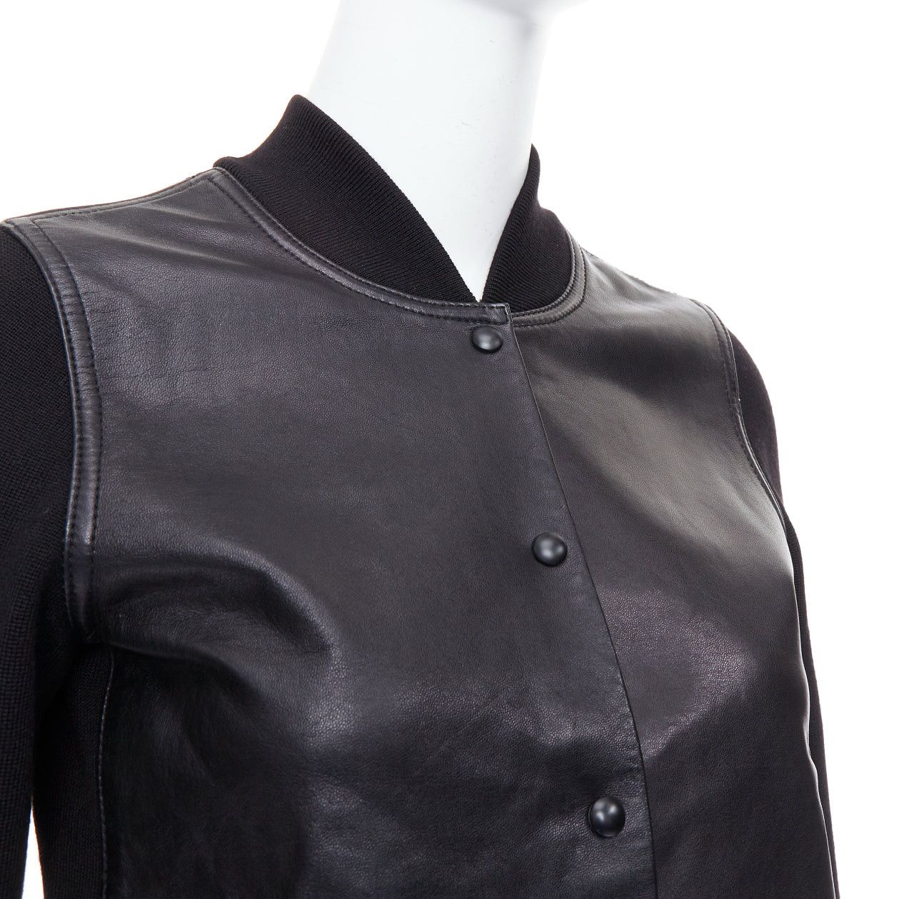 Alexander Wang ALEXANDER WANG black merino wool blend leather front bomber jacket M Size M / US 6-8 / IT 42-44 - 2 Thumbnail