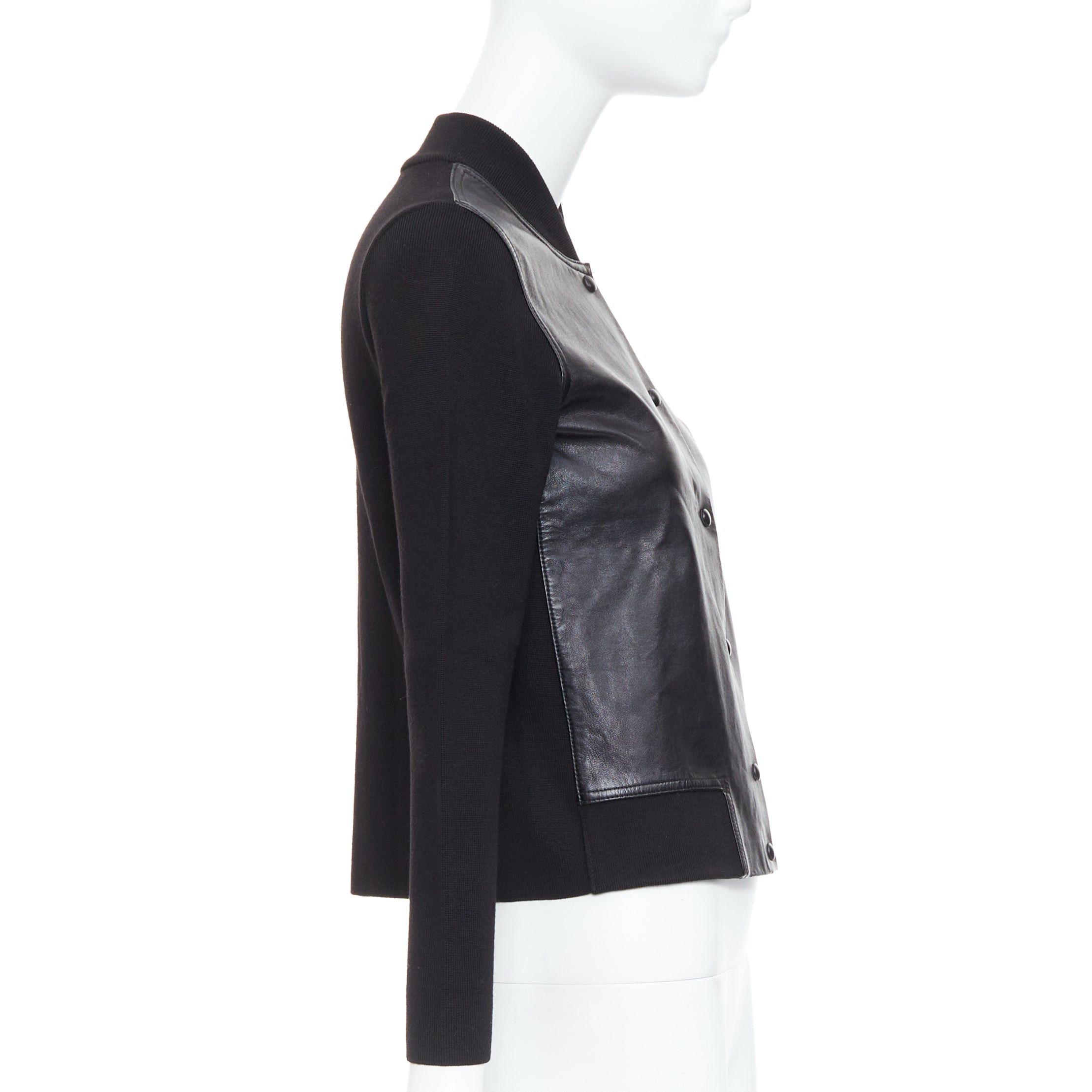 Alexander Wang ALEXANDER WANG black merino wool blend leather front bomber jacket M Size M / US 6-8 / IT 42-44 - 5 Thumbnail