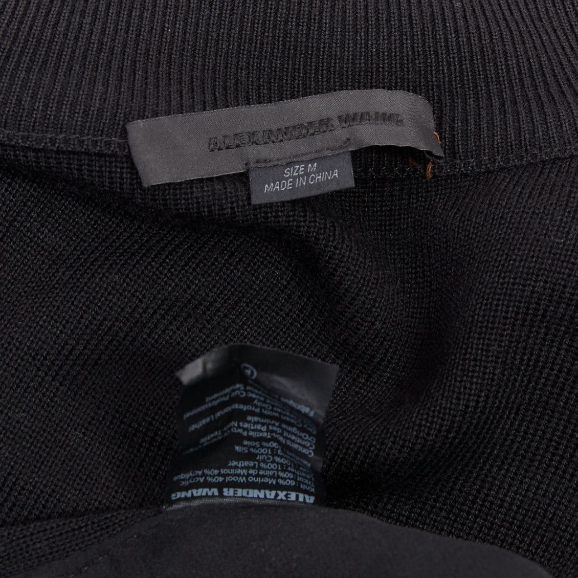 Alexander Wang ALEXANDER WANG black merino wool blend leather front bomber jacket M Size M / US 6-8 / IT 42-44 - 9 Thumbnail