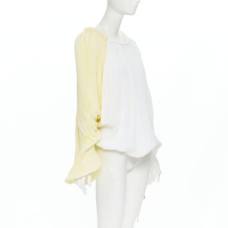 Marni MARNI yellow white knife pleat stringed cord open back voluminous top IT40 S Size S / US 4 / IT 40 - 3 Thumbnail