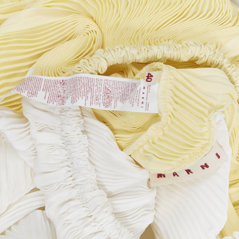 Marni MARNI yellow white knife pleat stringed cord open back voluminous top IT40 S Size S / US 4 / IT 40 - 9 Thumbnail