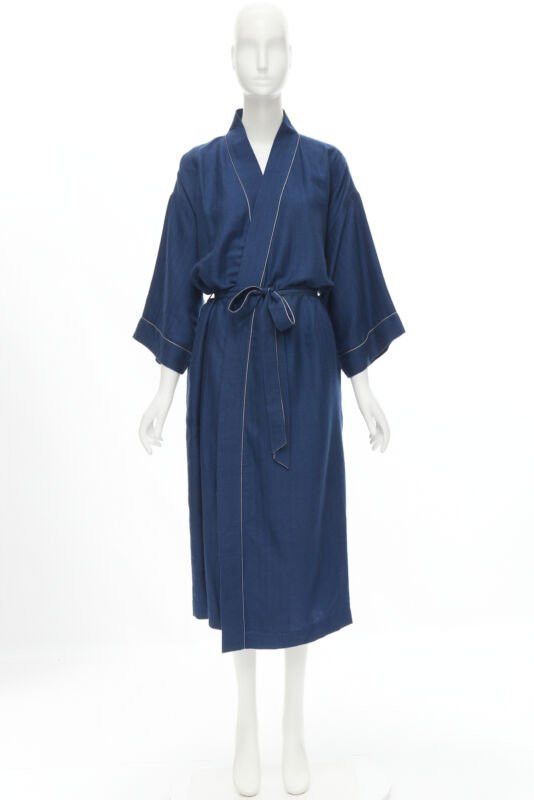 Hermes HERMES Paris 100% cashmere hand woven suede leather H logo belted robe L Size L / US 10 / IT 46 - 10 Thumbnail