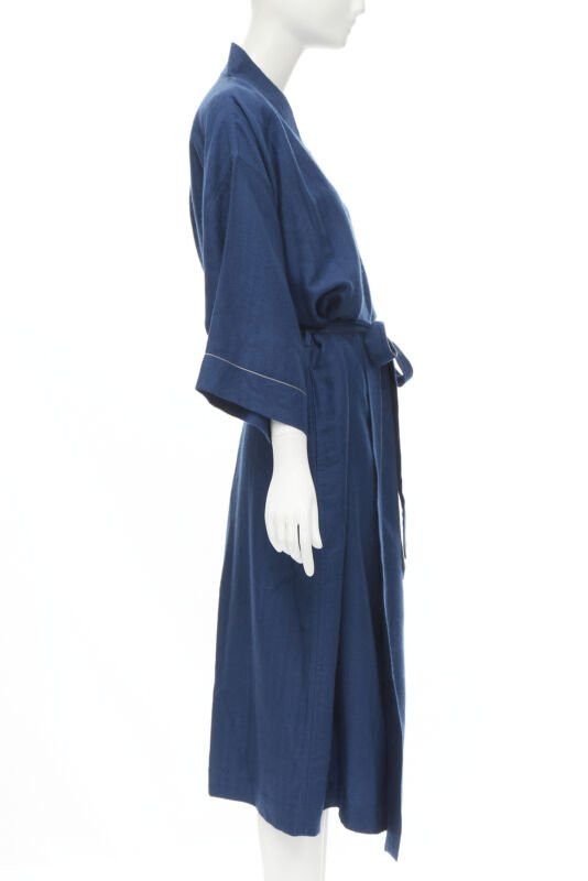 Hermes HERMES Paris 100% cashmere hand woven suede leather H logo belted robe L Size L / US 10 / IT 46 - 4 Thumbnail