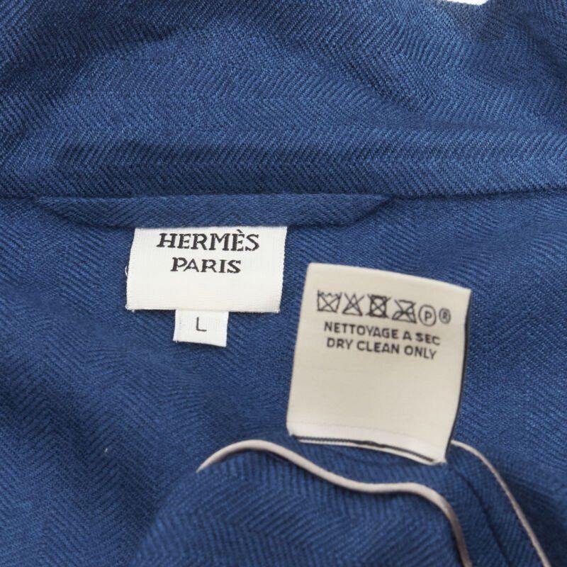 Hermes HERMES Paris 100% cashmere hand woven suede leather H logo belted robe L Size L / US 10 / IT 46 - 9 Thumbnail