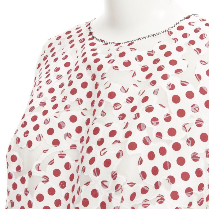 Oscar De La Renta OSCAR DE LA RENTA 2016 white polkadot floral burnt out devore belted dress US2 S Size XS / US 0-2 / IT 36-38 - 7 Thumbnail