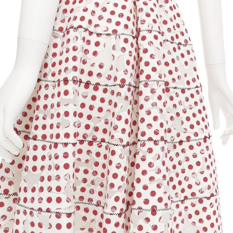 Oscar De La Renta OSCAR DE LA RENTA 2016 white polkadot floral burnt out devore belted dress US2 S Size XS / US 0-2 / IT 36-38 - 8 Thumbnail