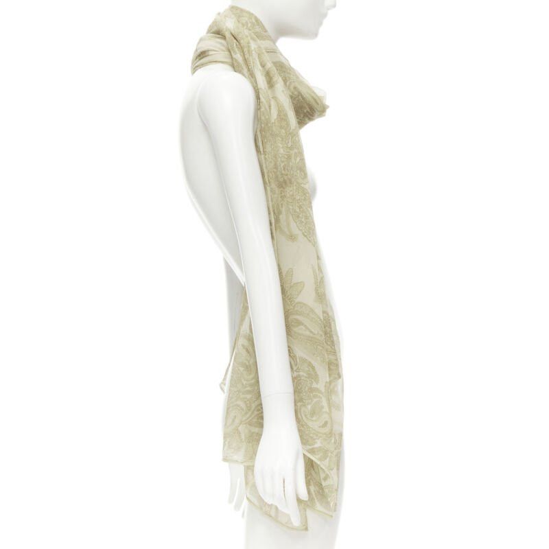 Giorgio Armani GIORGIO ARMANI 100% silk beige floral print sheer scarf Size ONE SIZE - 4 Thumbnail