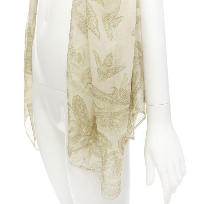 Giorgio Armani GIORGIO ARMANI 100% silk beige floral print sheer scarf Size ONE SIZE - 6 Thumbnail