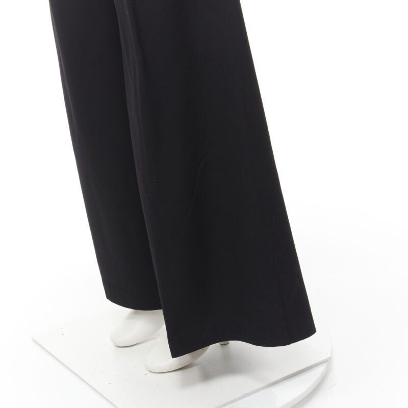 Yohji Yamamoto YOHJI YAMAMOTO black wool grosgrain trim waist high waisted wide leg pants JP3 L Size 28" / US 6 / IT 42 - 7 Thumbnail