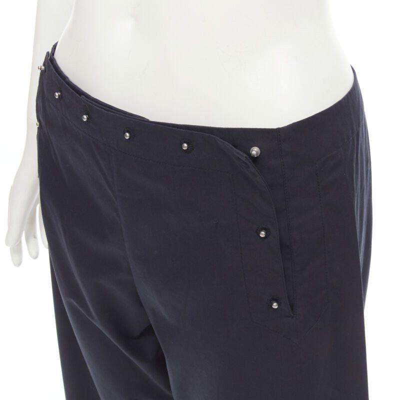 Jean Paul Gaultier JEAN PAUL GAULTIER Vintage navy silver button wide leg nautical pants IT42 M Size 28" / US 6 / IT 42 - 2 Thumbnail
