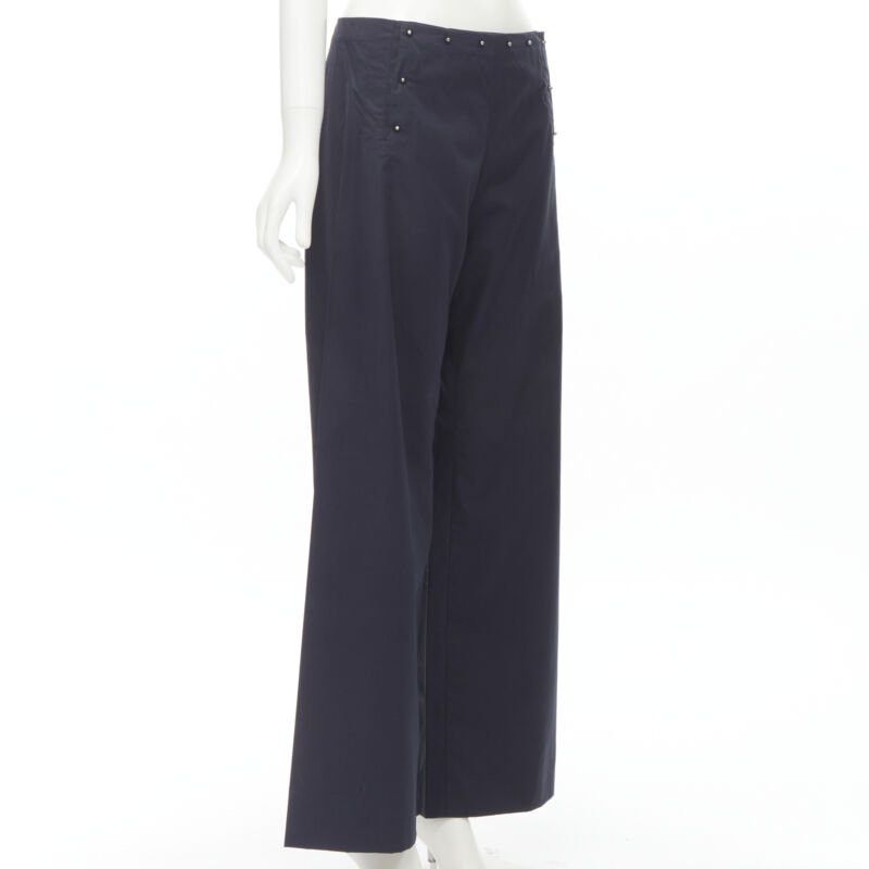 Jean Paul Gaultier JEAN PAUL GAULTIER Vintage navy silver button wide leg nautical pants IT42 M Size 28" / US 6 / IT 42 - 3 Thumbnail