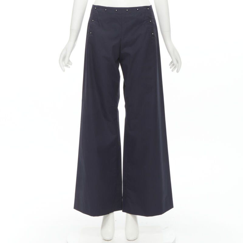 Jean Paul Gaultier JEAN PAUL GAULTIER Vintage navy silver button wide leg nautical pants IT42 M Size 28" / US 6 / IT 42 - 10 Thumbnail