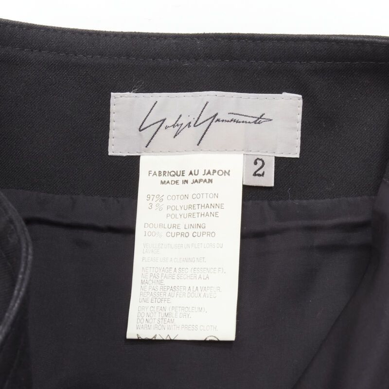 Yohji Yamamoto YOHJI YAMAMOTO black heavy cotton flared midi skirt JP2 M Size 26" / US 2 / IT 38 - 8 Thumbnail