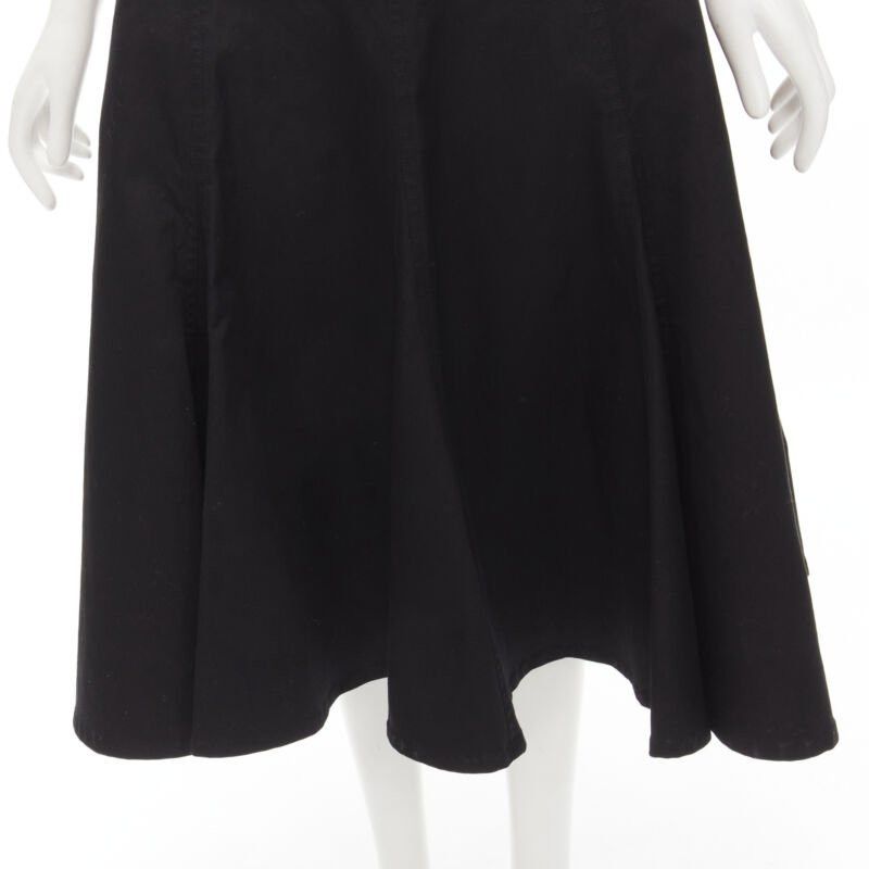 Yohji Yamamoto YOHJI YAMAMOTO black heavy cotton flared midi skirt JP2 M Size 26" / US 2 / IT 38 - 2 Thumbnail