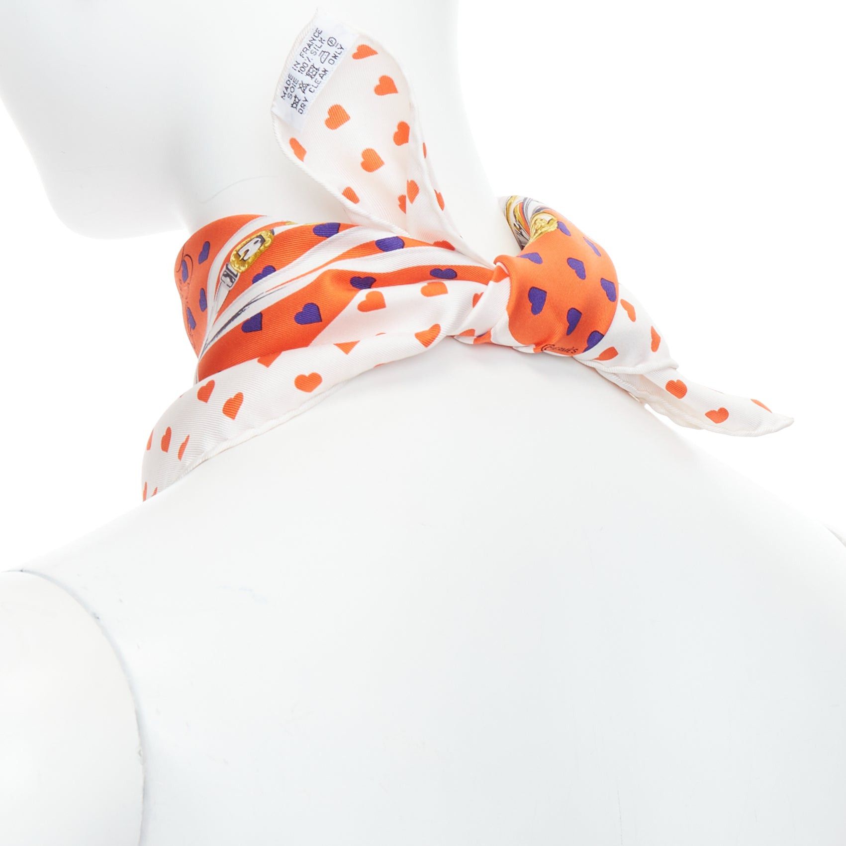 Hermes HERMES 2017 Bride de Gala 90 orange white heart barrcco small scarf Size ONE SIZE - 6 Thumbnail