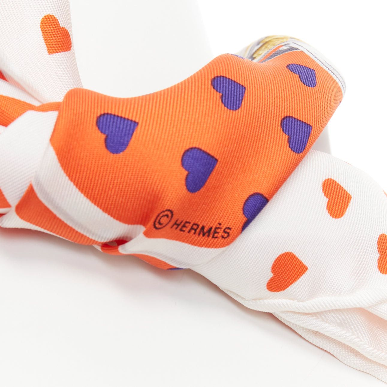 Hermes HERMES 2017 Bride de Gala 90 orange white heart barrcco small scarf Size ONE SIZE - 8 Thumbnail
