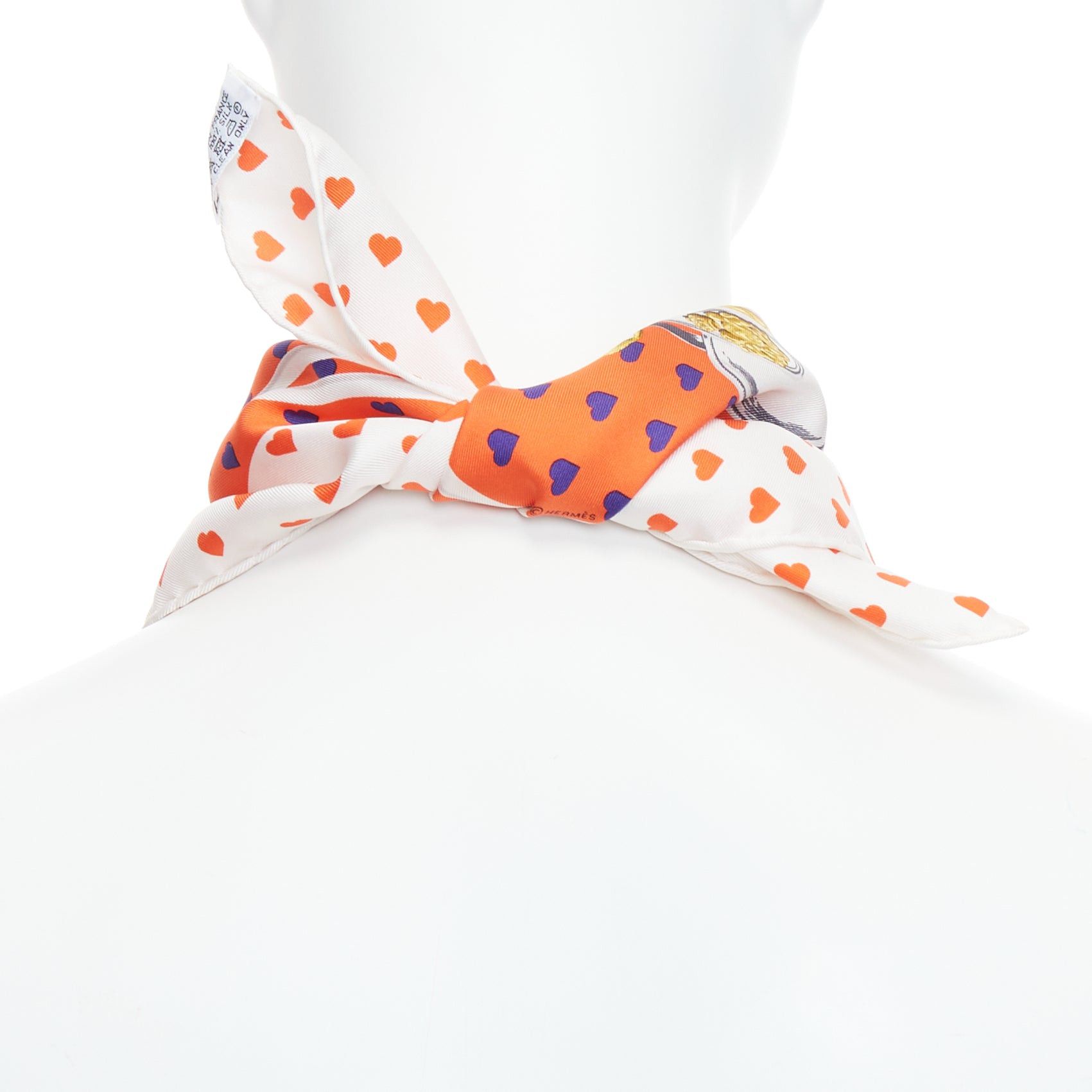 Hermes HERMES 2017 Bride de Gala 90 orange white heart barrcco small scarf Size ONE SIZE - 5 Thumbnail