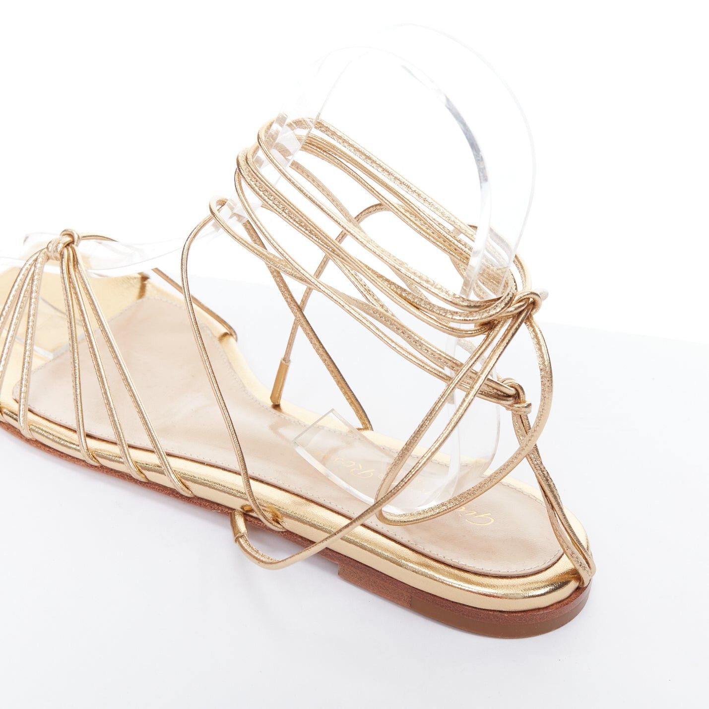 Gianvito Rossi GIANVITO ROSSI Sylvie gold leather strappy flat gladiator sandals EU37.5 Size US 7.5 / IT 37.5 - 8 Thumbnail