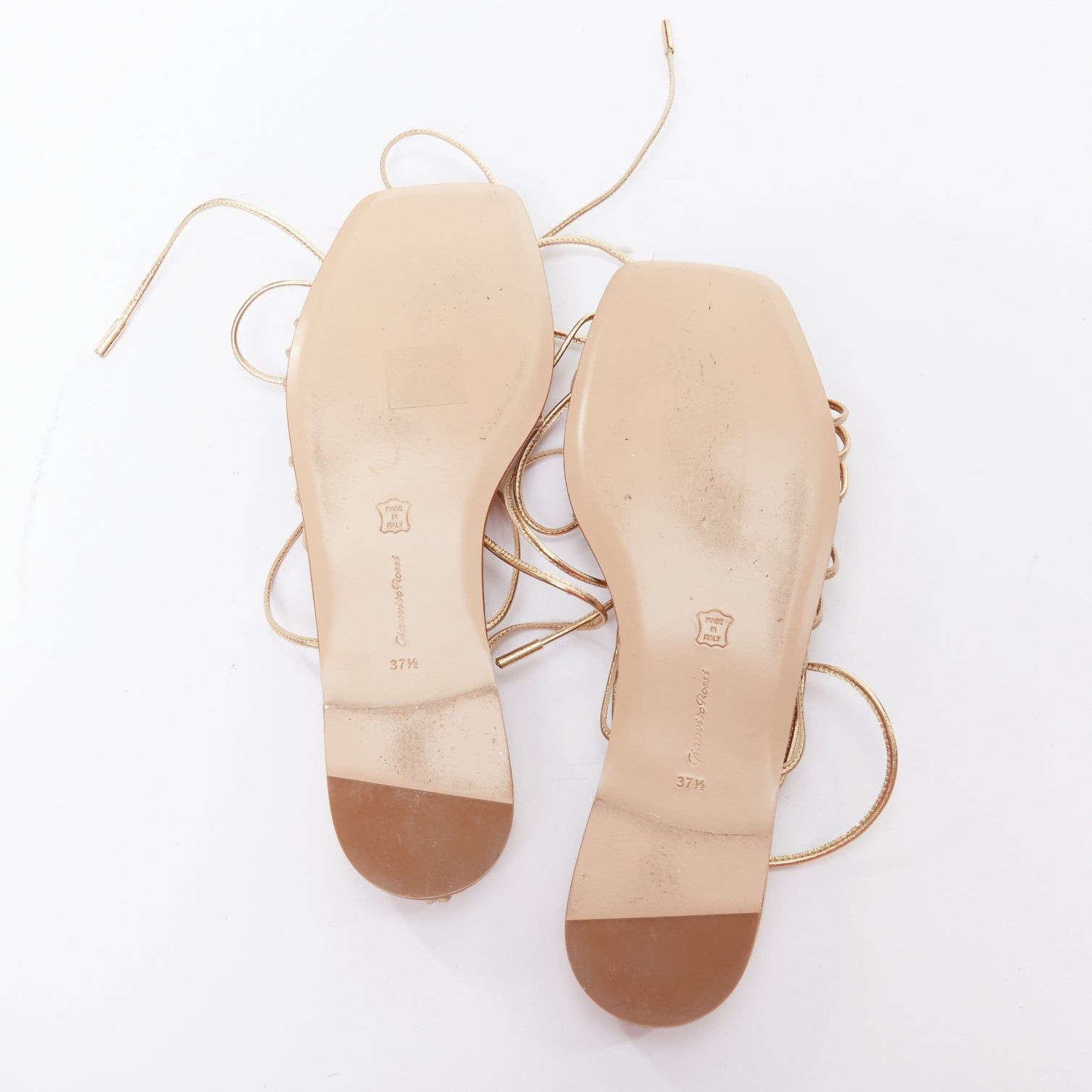Gianvito Rossi GIANVITO ROSSI Sylvie gold leather strappy flat gladiator sandals EU37.5 Size US 7.5 / IT 37.5 - 11 Thumbnail