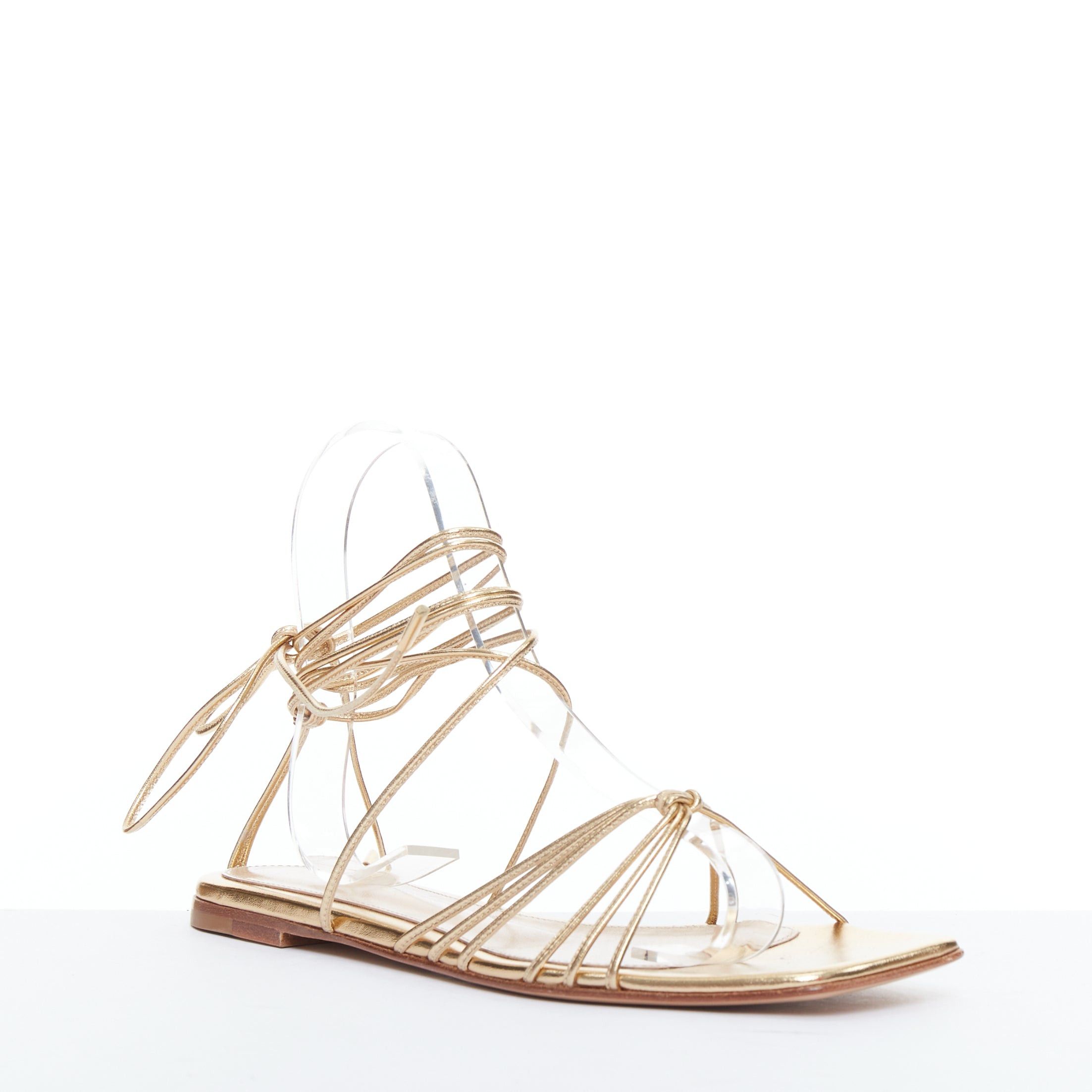 Gianvito Rossi GIANVITO ROSSI Sylvie gold leather strappy flat gladiator sandals EU37.5 Size US 7.5 / IT 37.5 - 2 Thumbnail