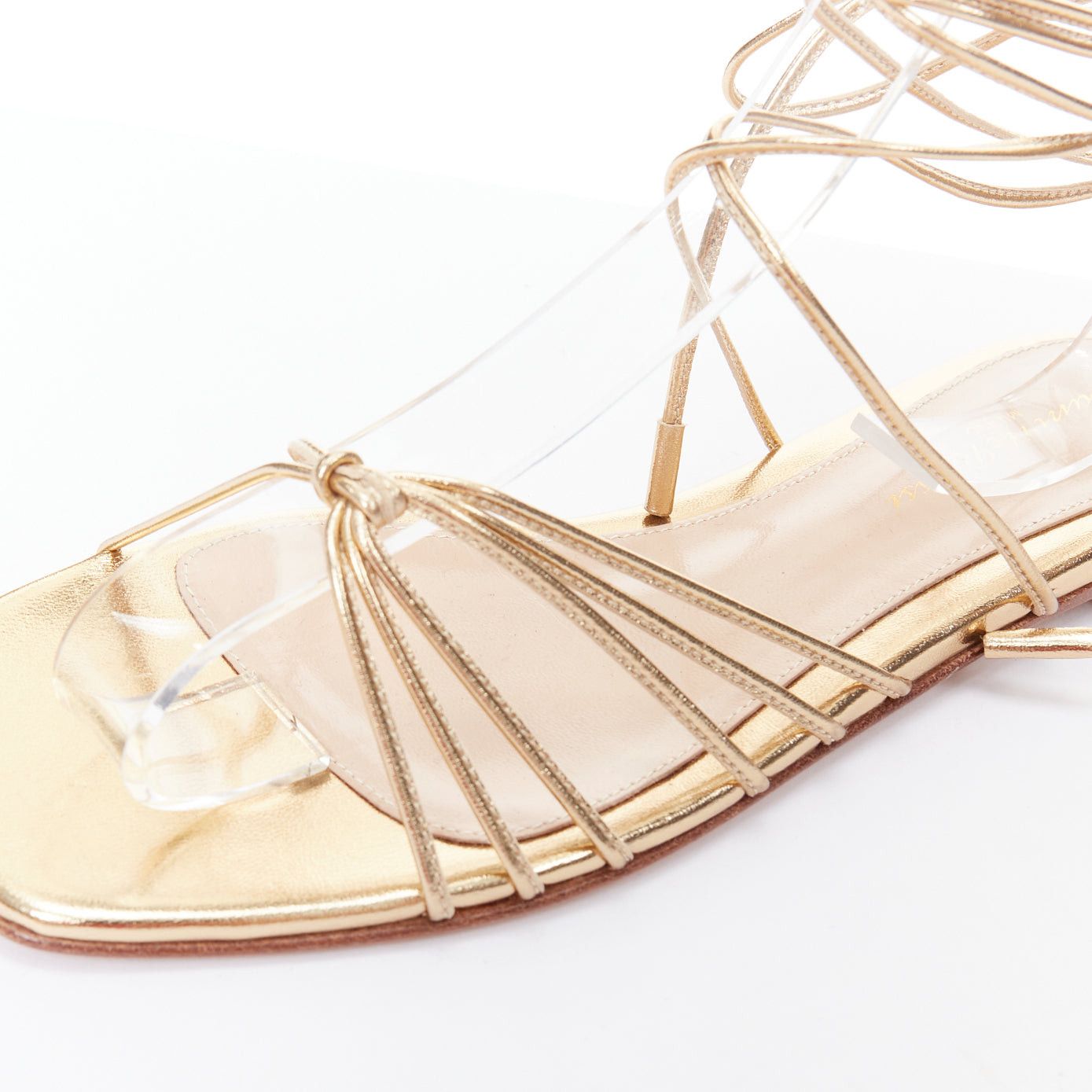 Gianvito Rossi GIANVITO ROSSI Sylvie gold leather strappy flat gladiator sandals EU37.5 Size US 7.5 / IT 37.5 - 7 Thumbnail