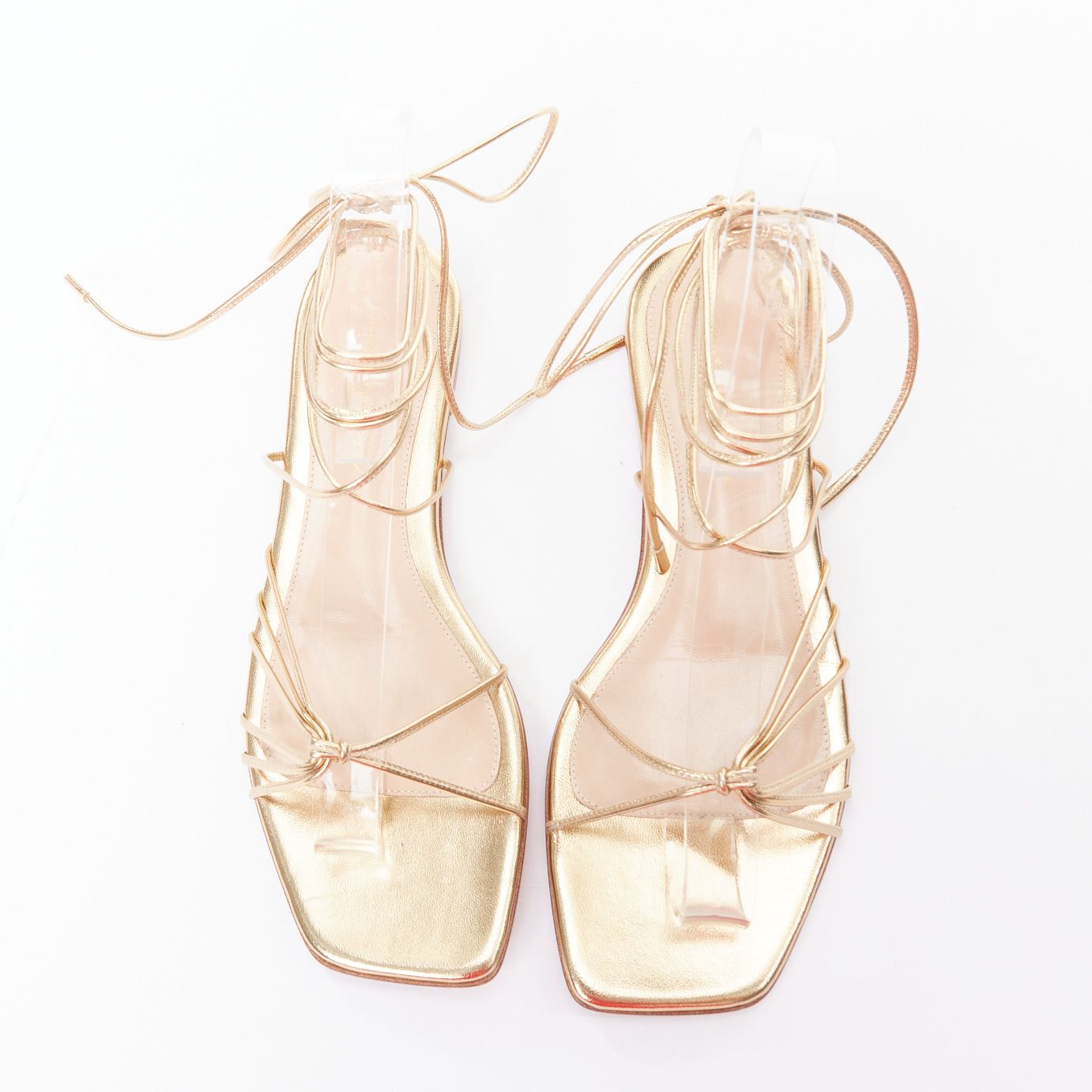 Gianvito Rossi GIANVITO ROSSI Sylvie gold leather strappy flat gladiator sandals EU37.5 Size US 7.5 / IT 37.5 - 5 Thumbnail
