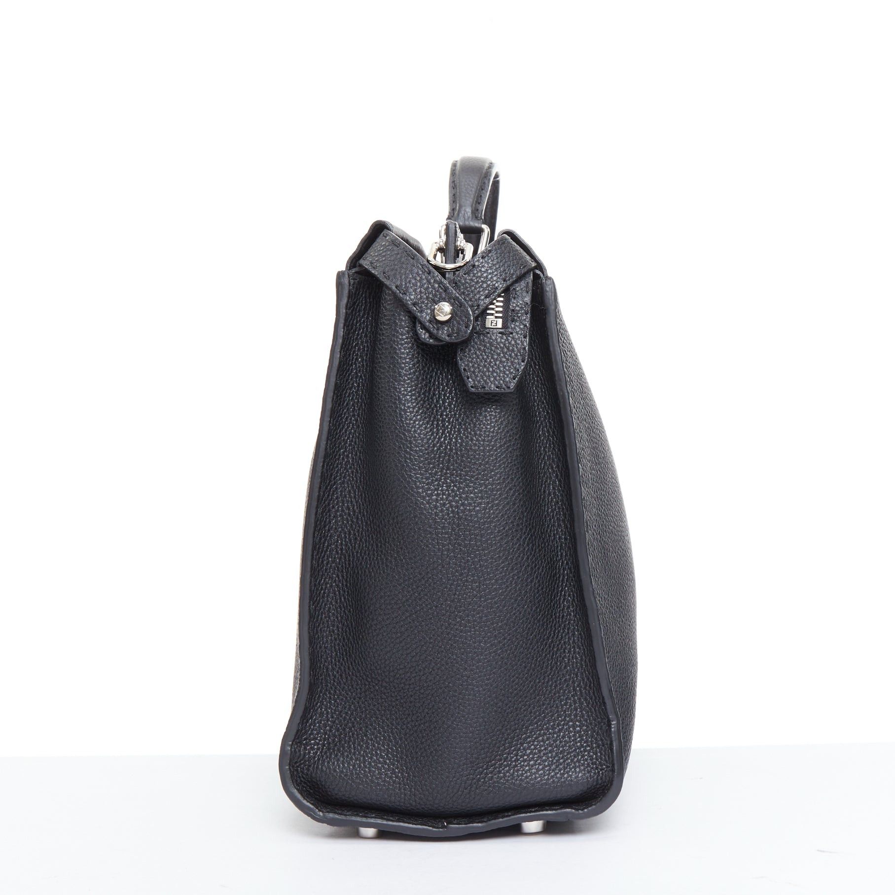 Fendi FENDI Peekaboo black topstitch selleria monster eye crossbody briefcase Size ONE SIZE - 4 Thumbnail