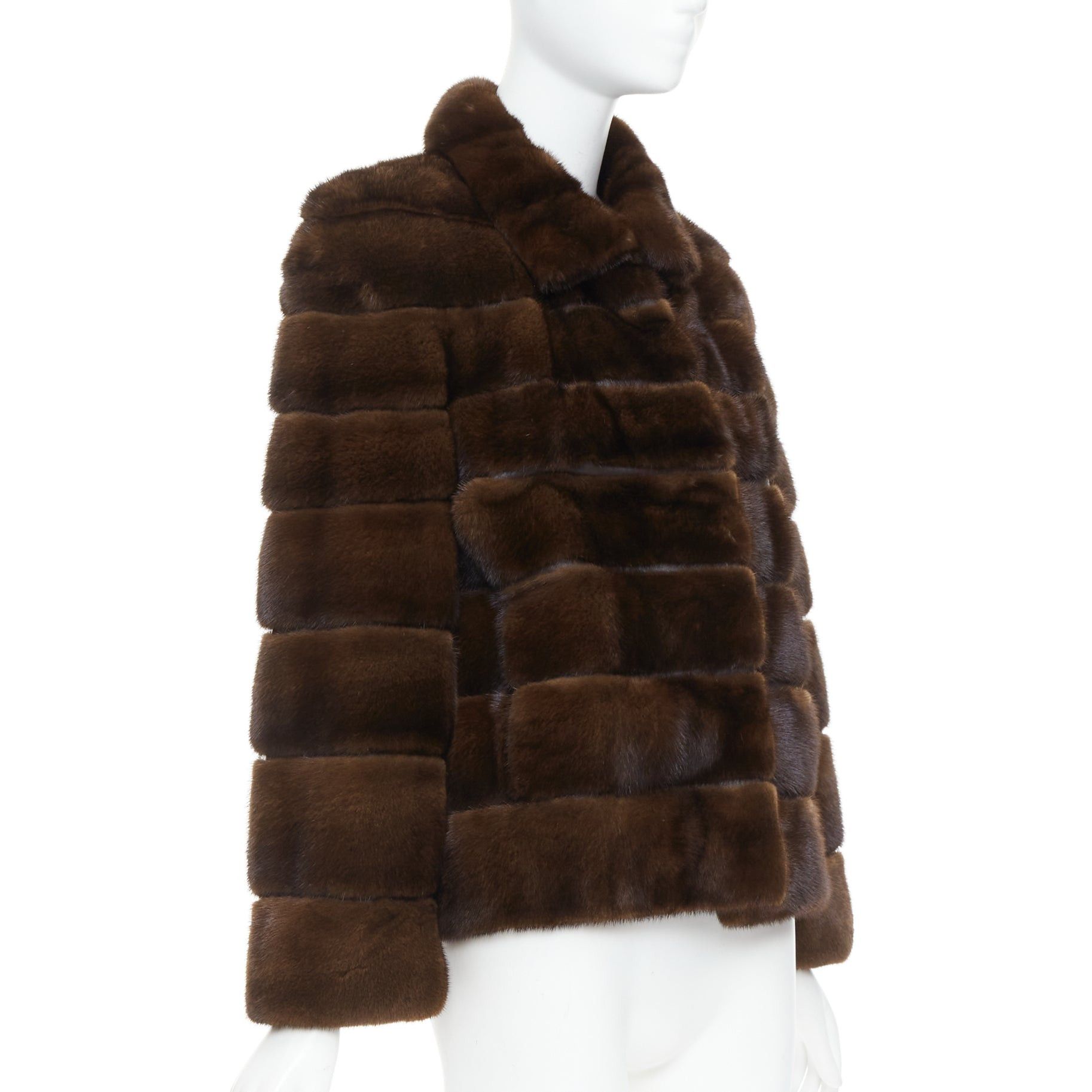 Other NO BRAND brown authentic tiered rare fur collared pocketed jacket Size ONE SIZE - 4 Thumbnail