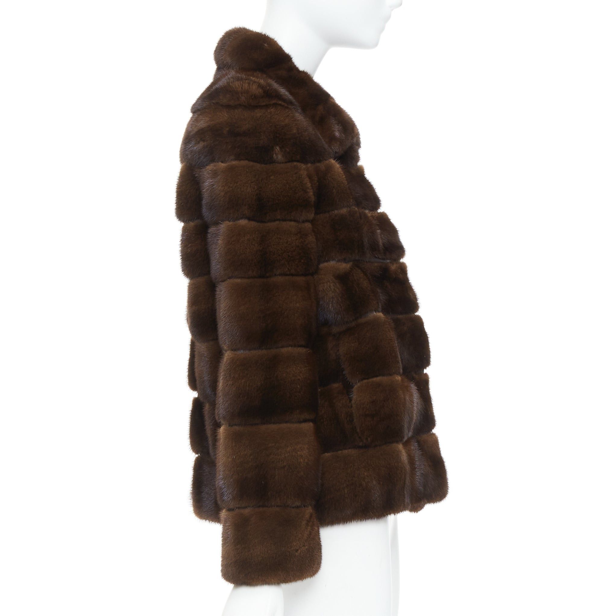 Other NO BRAND brown authentic tiered rare fur collared pocketed jacket Size ONE SIZE - 5 Thumbnail