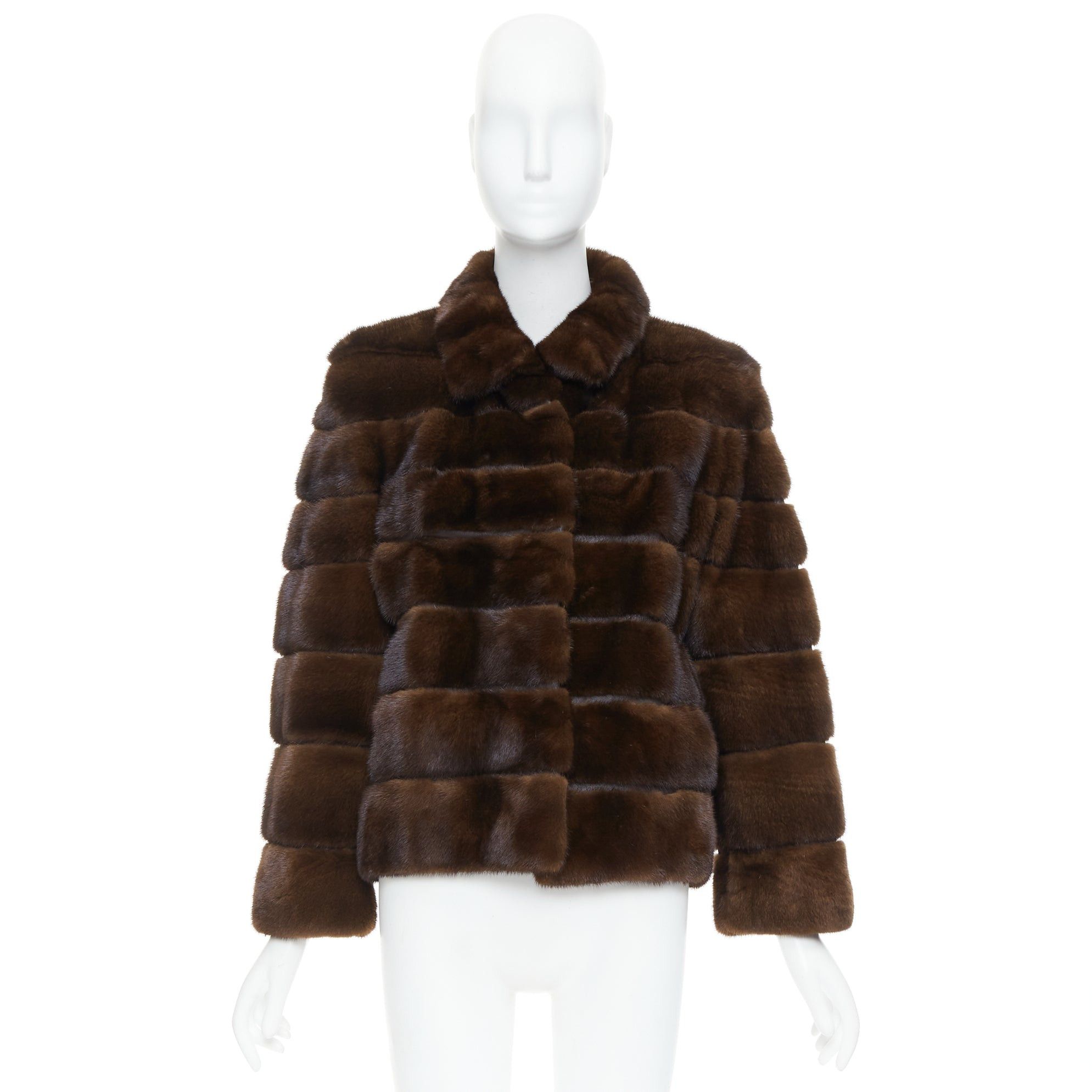Other NO BRAND brown authentic tiered rare fur collared pocketed jacket Size ONE SIZE - 10 Thumbnail