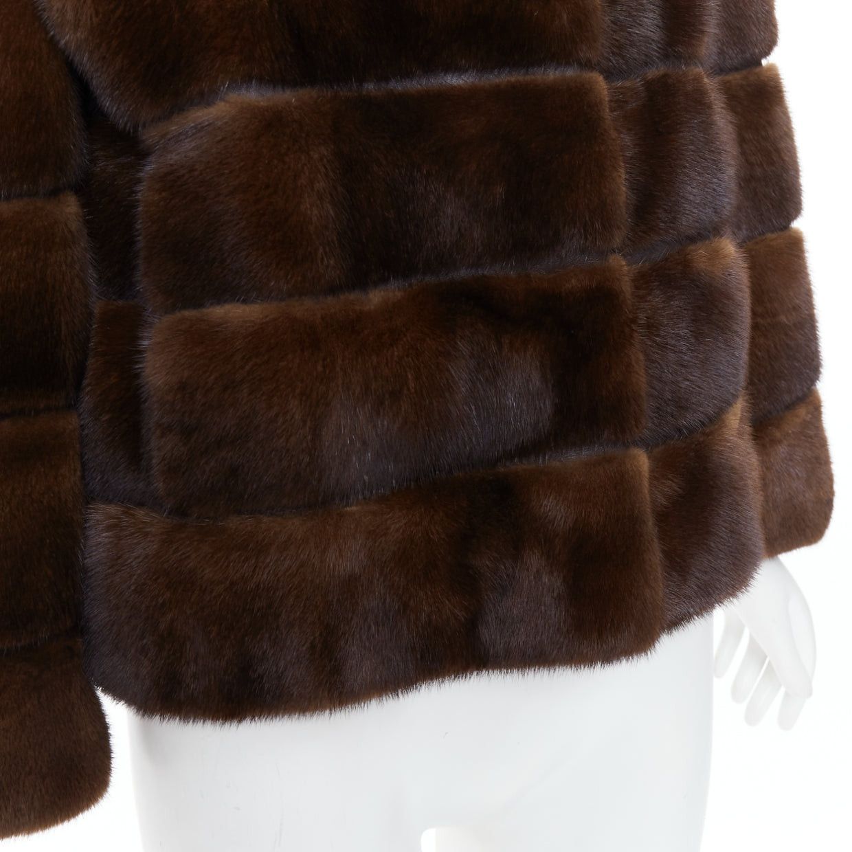 Other NO BRAND brown authentic tiered rare fur collared pocketed jacket Size ONE SIZE - 8 Thumbnail