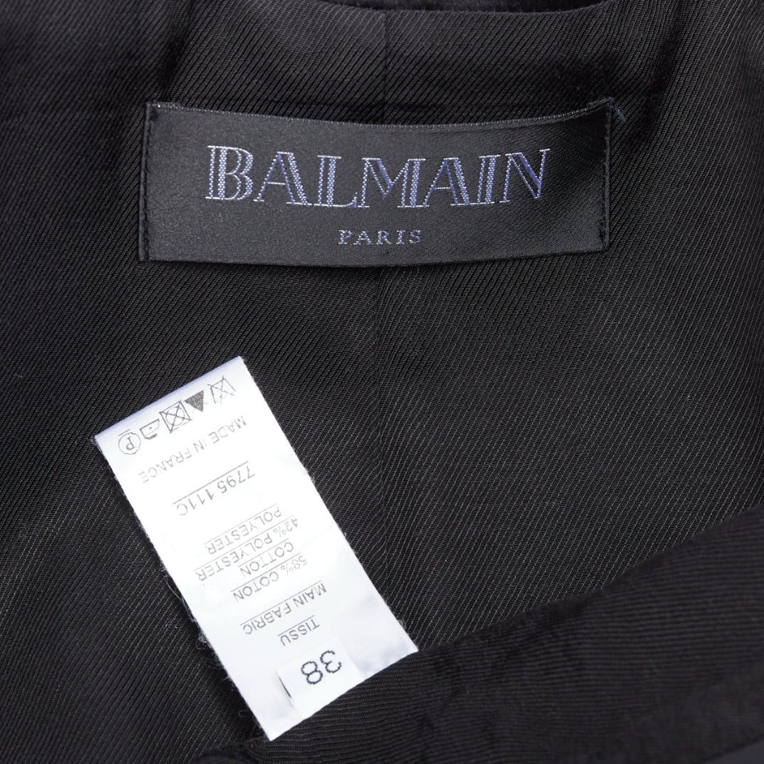 Balmain BALMAIN black white cotton blend bold striped power shoulder blazer FR38 M Size M / US 6-8 / IT 42-44 - 8 Thumbnail