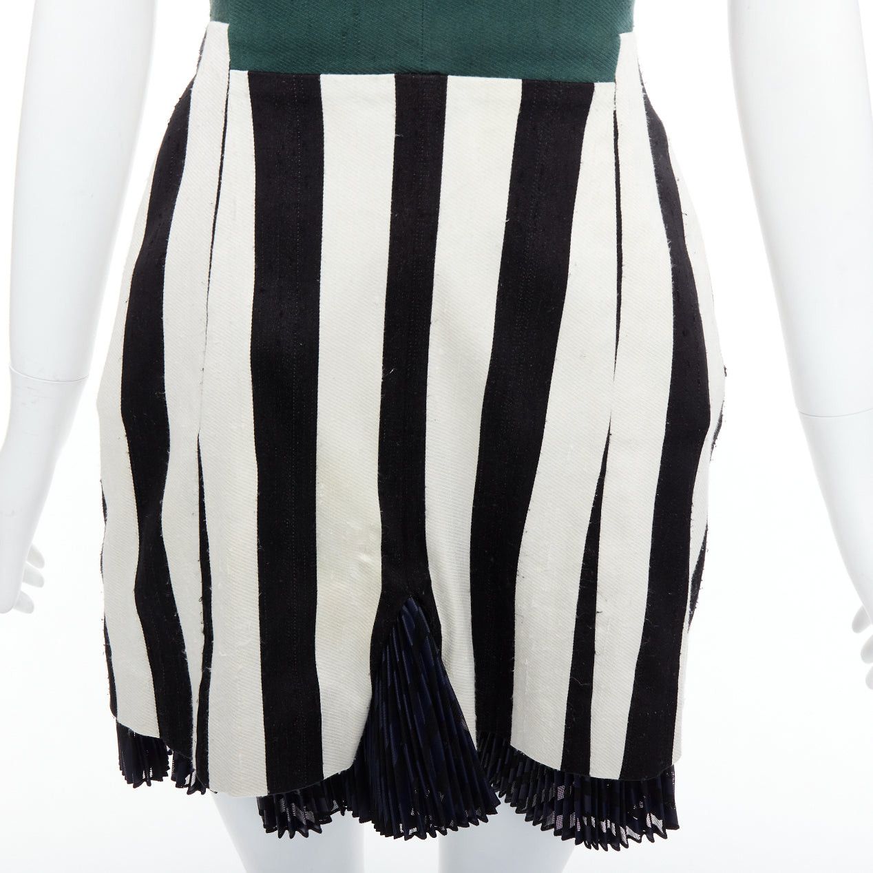 Toga TOGA ARCHIVES green black white silk blend striped strapless mini dress JP1 S Size S / US 4 / IT 40 - 2 Thumbnail